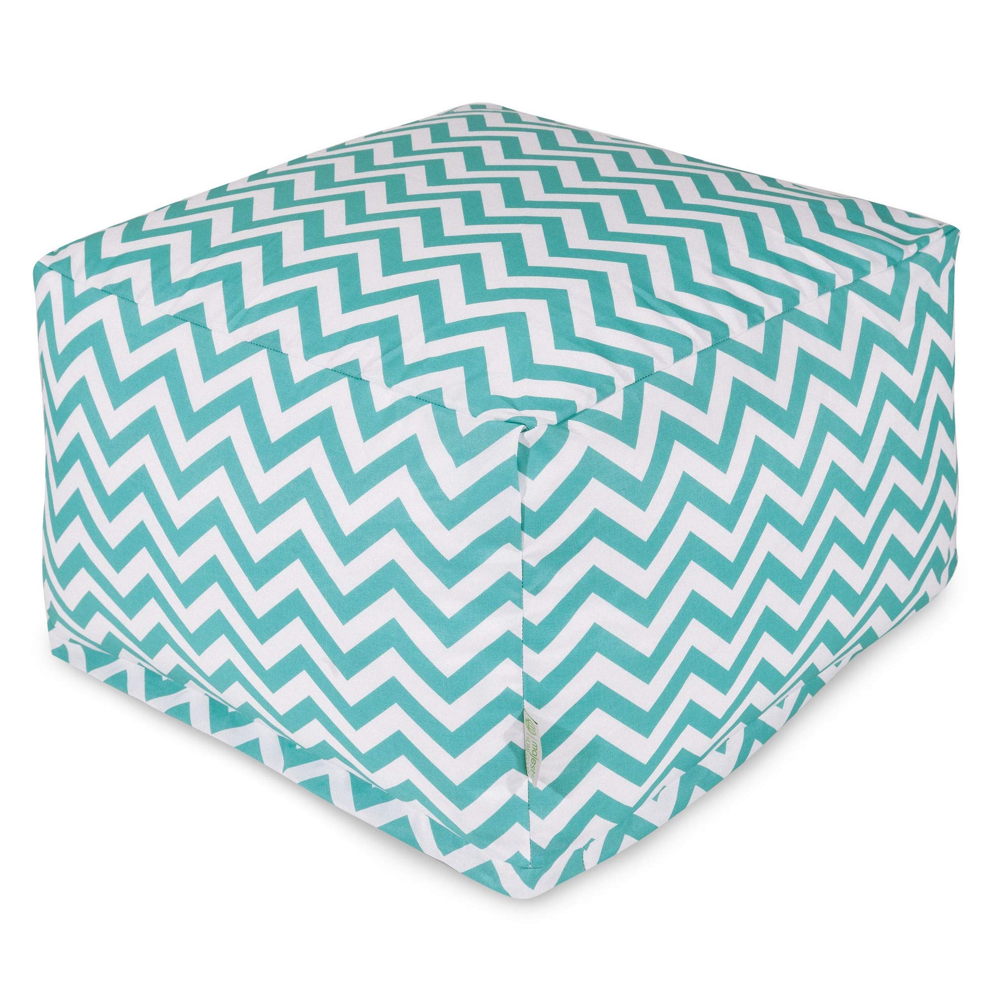 Majestic Home Goods Large Teal Chevron Ottoman - Stylish Footrest & Extra Seating for Living Room, Bedroom, or Office
