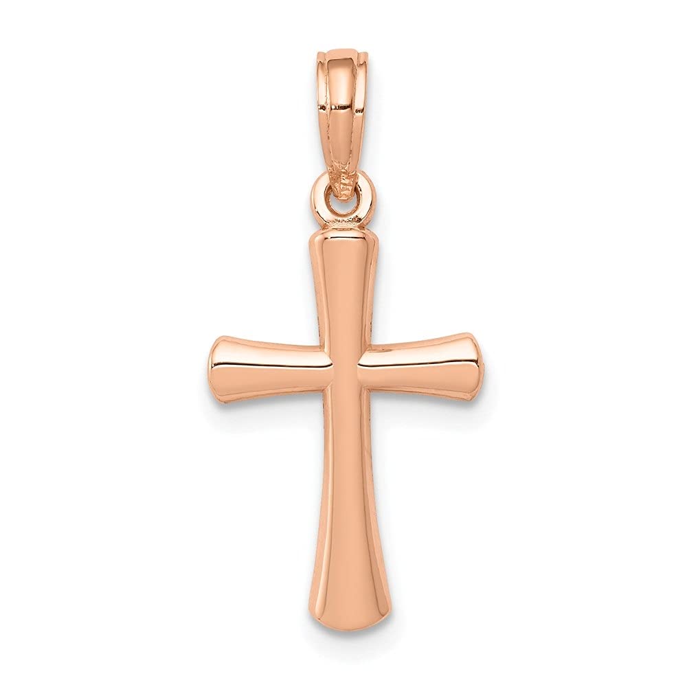 14K Gold Polished Beveled Cross Pendant Necklace - Elegant Religious Jewelry for Women | Perfect for Gifts, Church, Weddings & Everyday Wear