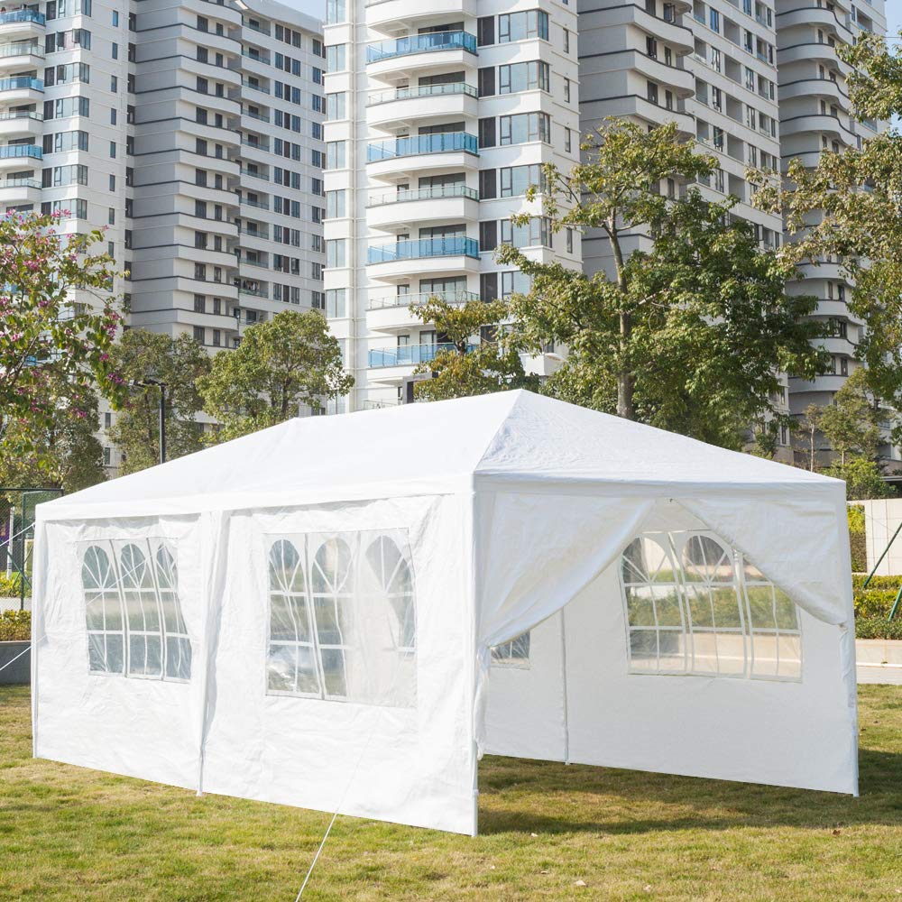 10x20 Feet 6-Panel Pop Up Canopy Tent with Windows & Double Doors - UV Protection & Waterproof for Outdoor Events, Parties, Camping, and Market Stalls