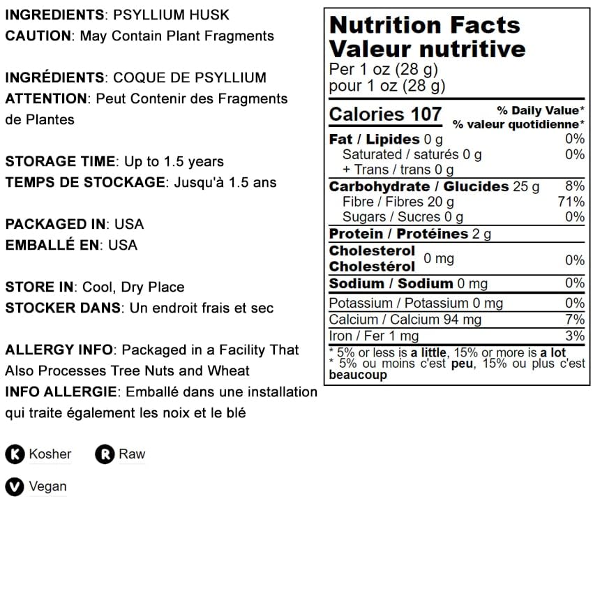 Food to Live - Organic Psyllium Husk Powder, 10 lbs | Pure, Kosher, Vegan & Keto Friendly | Unflavored Soluble Fiber Supplement for Smoothies, Baking & Digestive Health