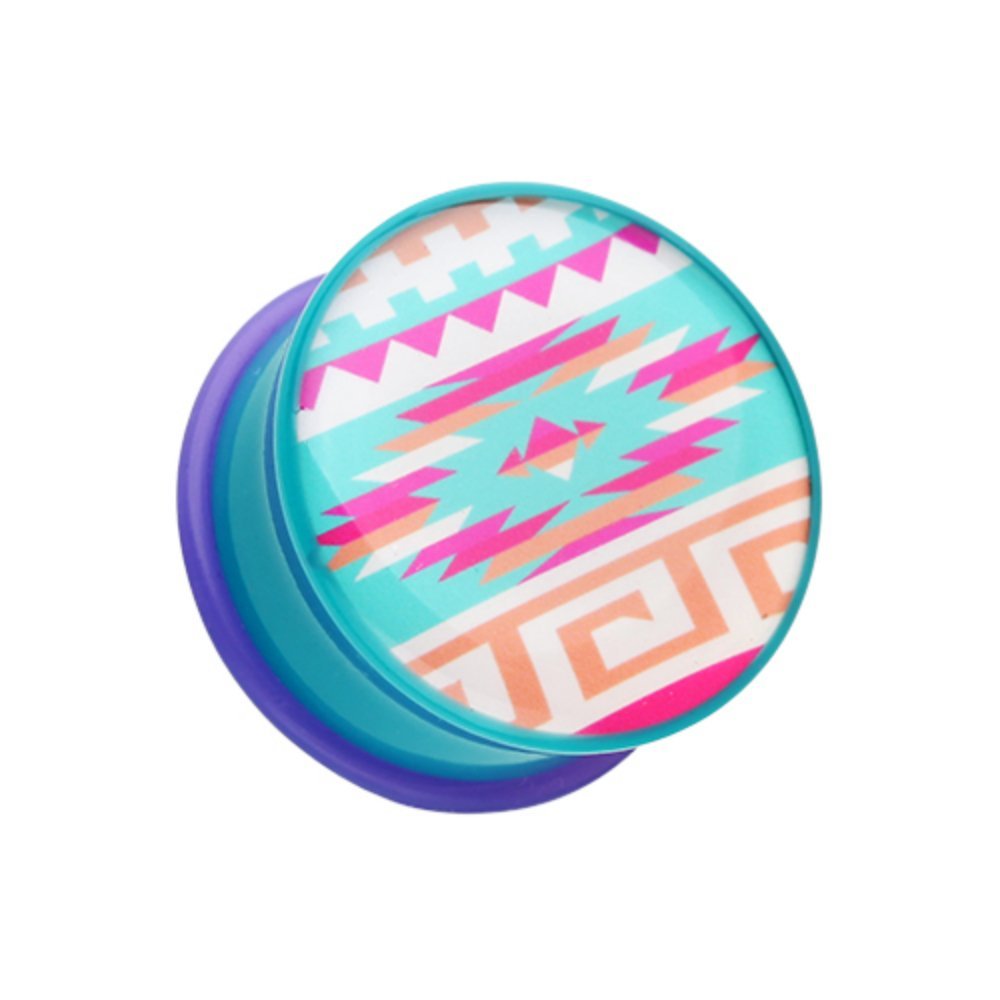 Pastel Navajo Flared Ear Gauge Plug - Boho Jewelry for Daily Wear