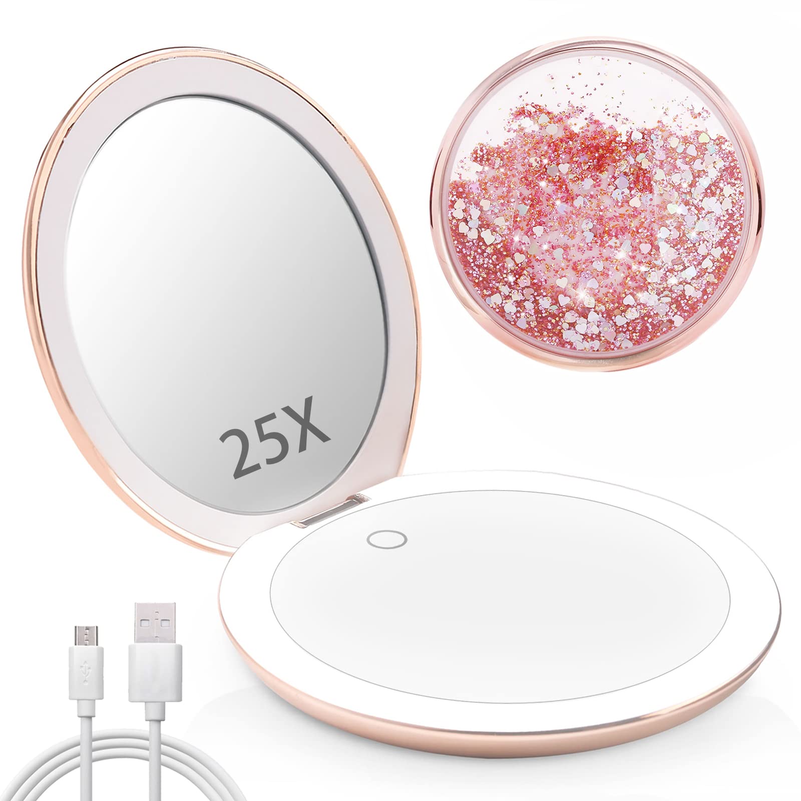 MIYADIVA 4.8 Inch LED Magnifying Mirror with Light - 1x/25x Dual Magnification, Touch Control Makeup Mirror for Precise Beauty Application - Perfect for Home Vanity, Travel & Professional Makeup Artists