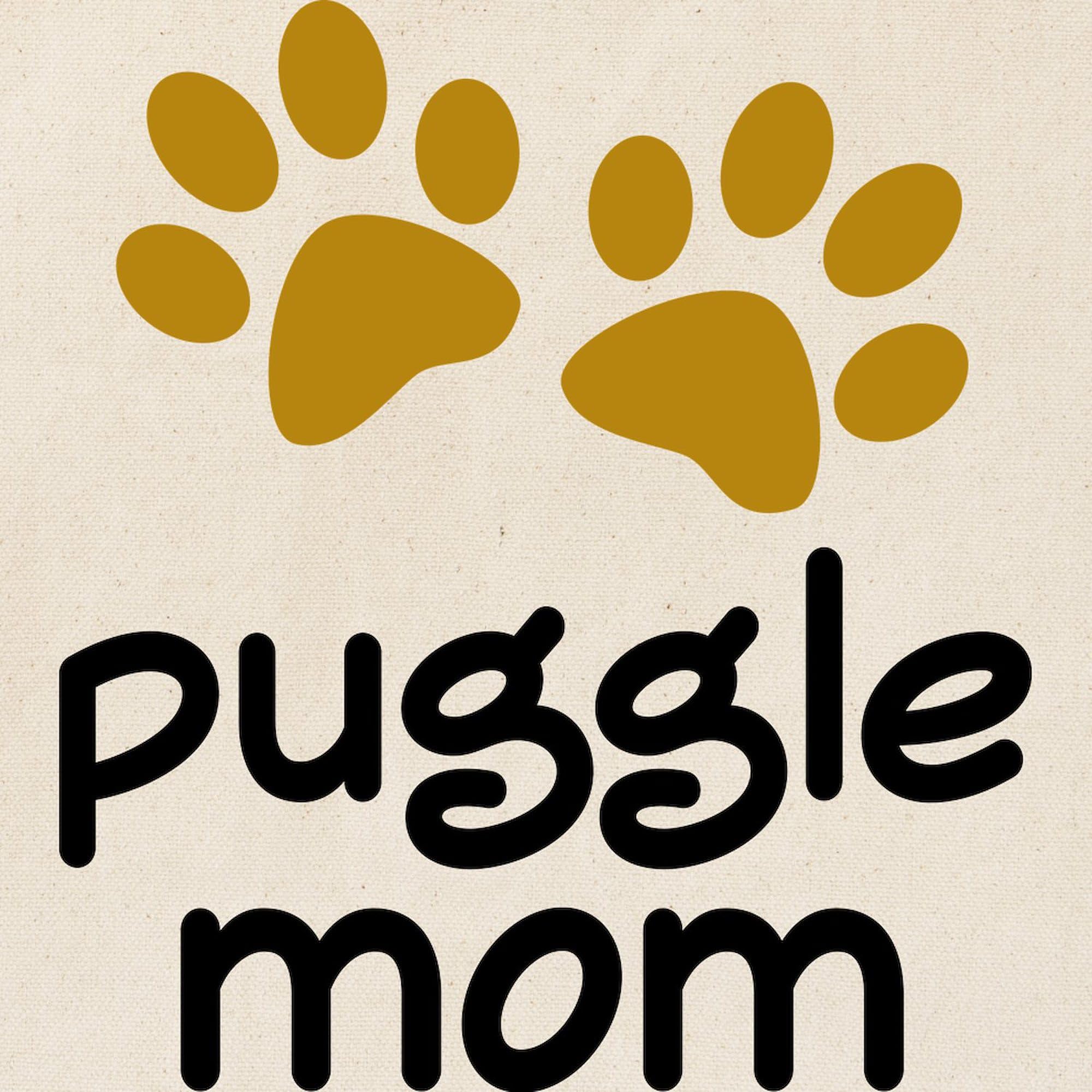 Cute Puggle Mom Tote Bag - Natural Canvas Reusable Shopping Bag for Women | Eco-Friendly Grocery Tote, Perfect for Mothers Day Gift, Beach Trips & Daily Errands