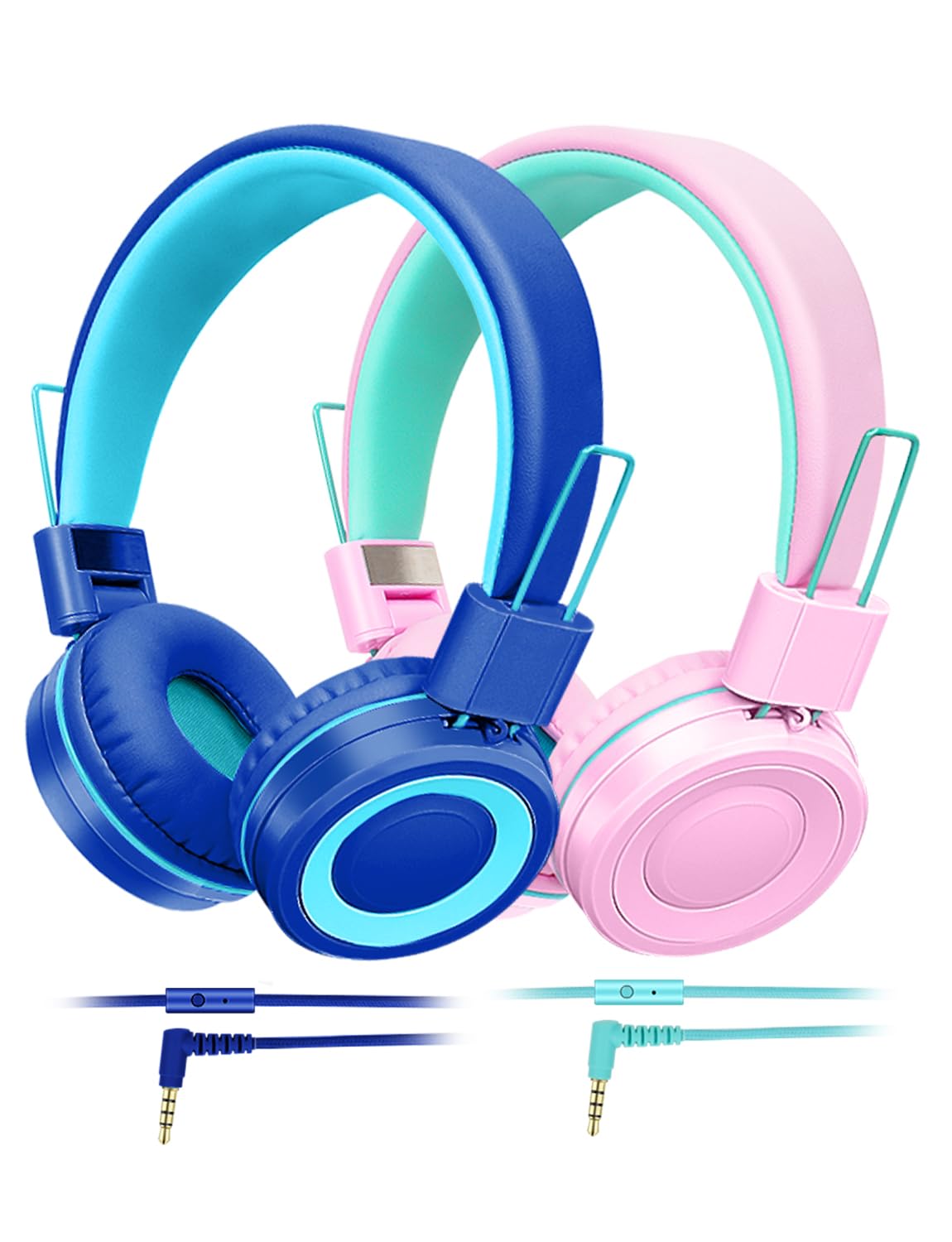 Kids Headphones with Microphone - Wired Foldable Gaming Headset for School, PC, PS4, PS5, Laptop, Mac, Switch, Tablet & Xbox One - Perfect for Toddlers, Teens & Adults | Ideal for Online Classes, Gaming & Remote Work