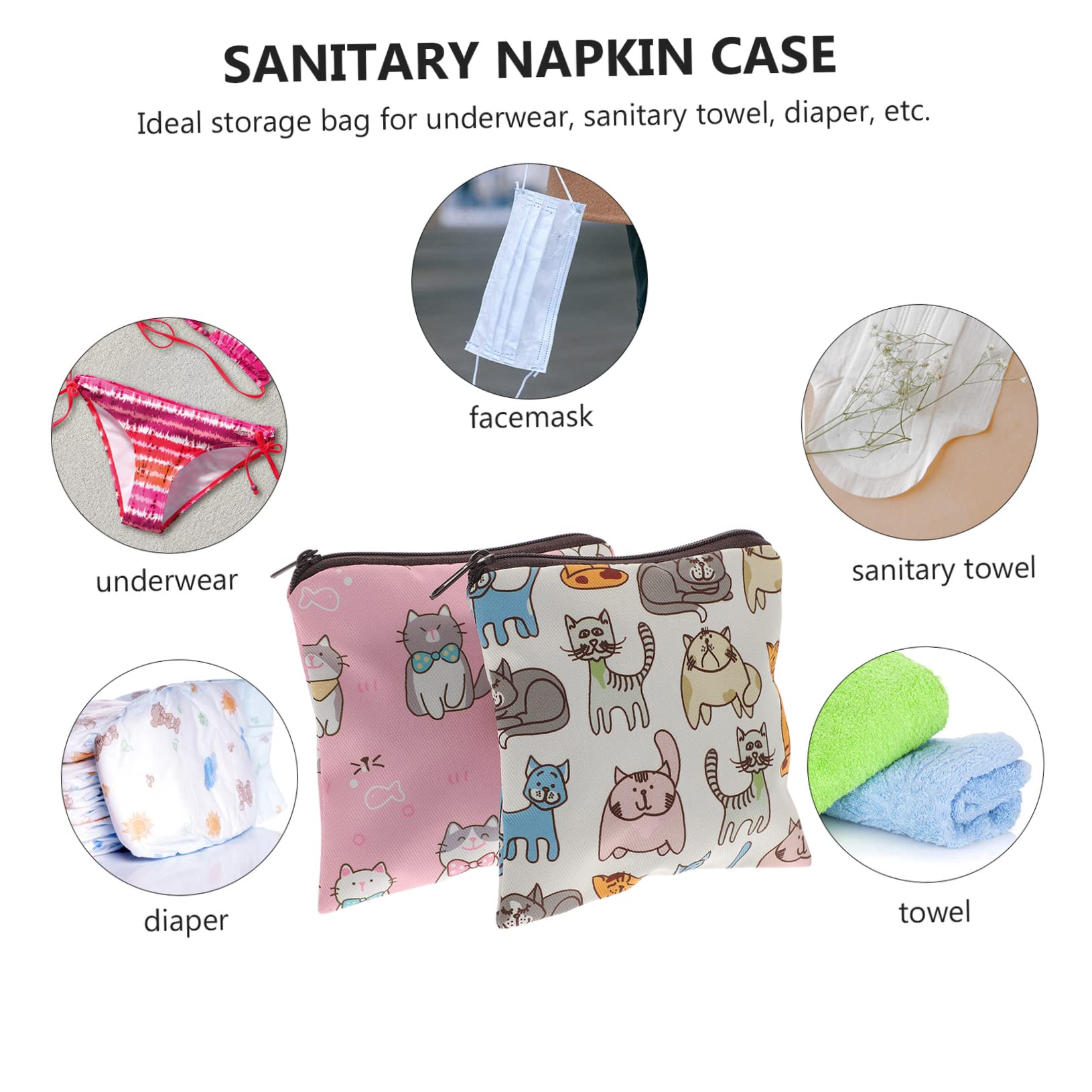 Cabilock 2-Pack Sanitary Napkin Storage Bags - Waterproof Hygiene Pouch for Menstrual Pads, Coins & Essentials | Compact Travel Organizer for School, Gym, Office & Outdoor Activities | Korean Style Polyester Pouch