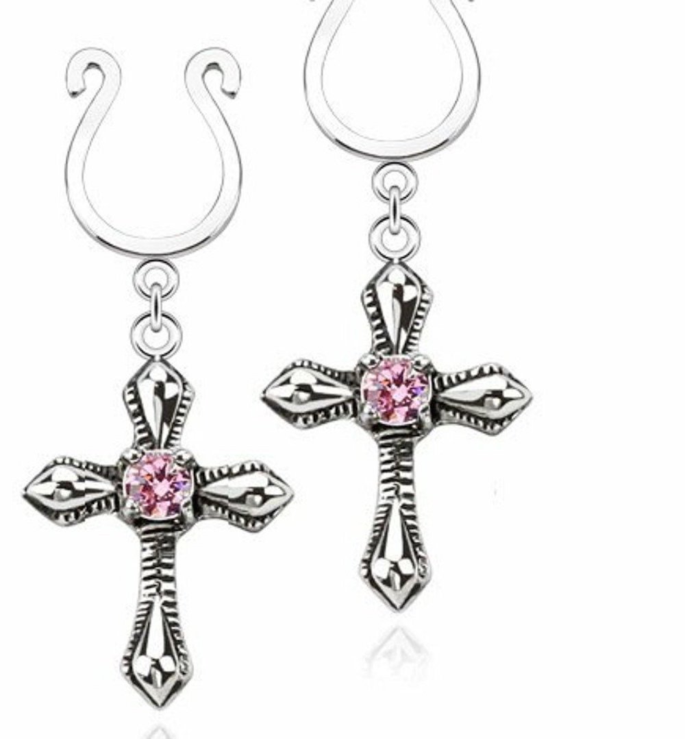CZ Cross Clip-On Nipple Ring - Stylish Body Jewelry for Parties