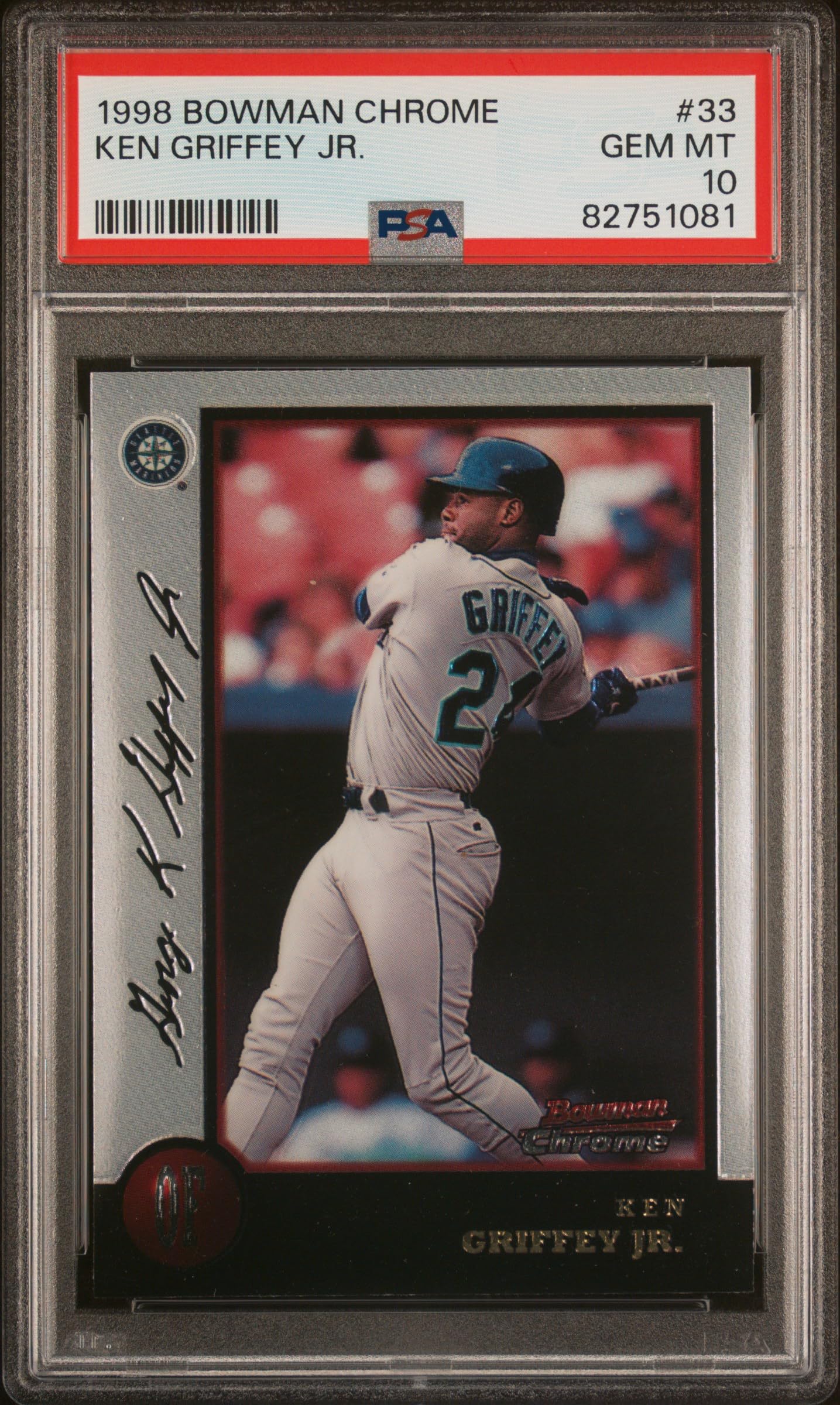 Ken Griffey Jr 1998 Bowman Chrome Baseball Card #33 PSA 10 Gem Mint - Rare Collectible for Baseball Fans, Display & Investment