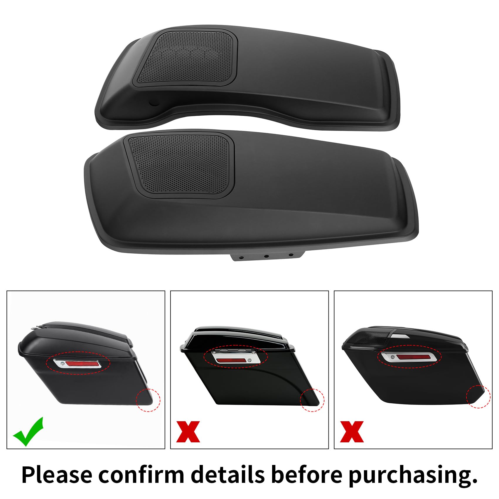 6x9'' Hard Saddlebag Speaker Grill Covers for Harley Touring Road King 2014-2021 - Matte Black Replacement Lids for FLHTCU FLHTK FLHT FLTRX FLHR FLTRXS Models - Perfect for Road Trips & Custom Bike Upgrades