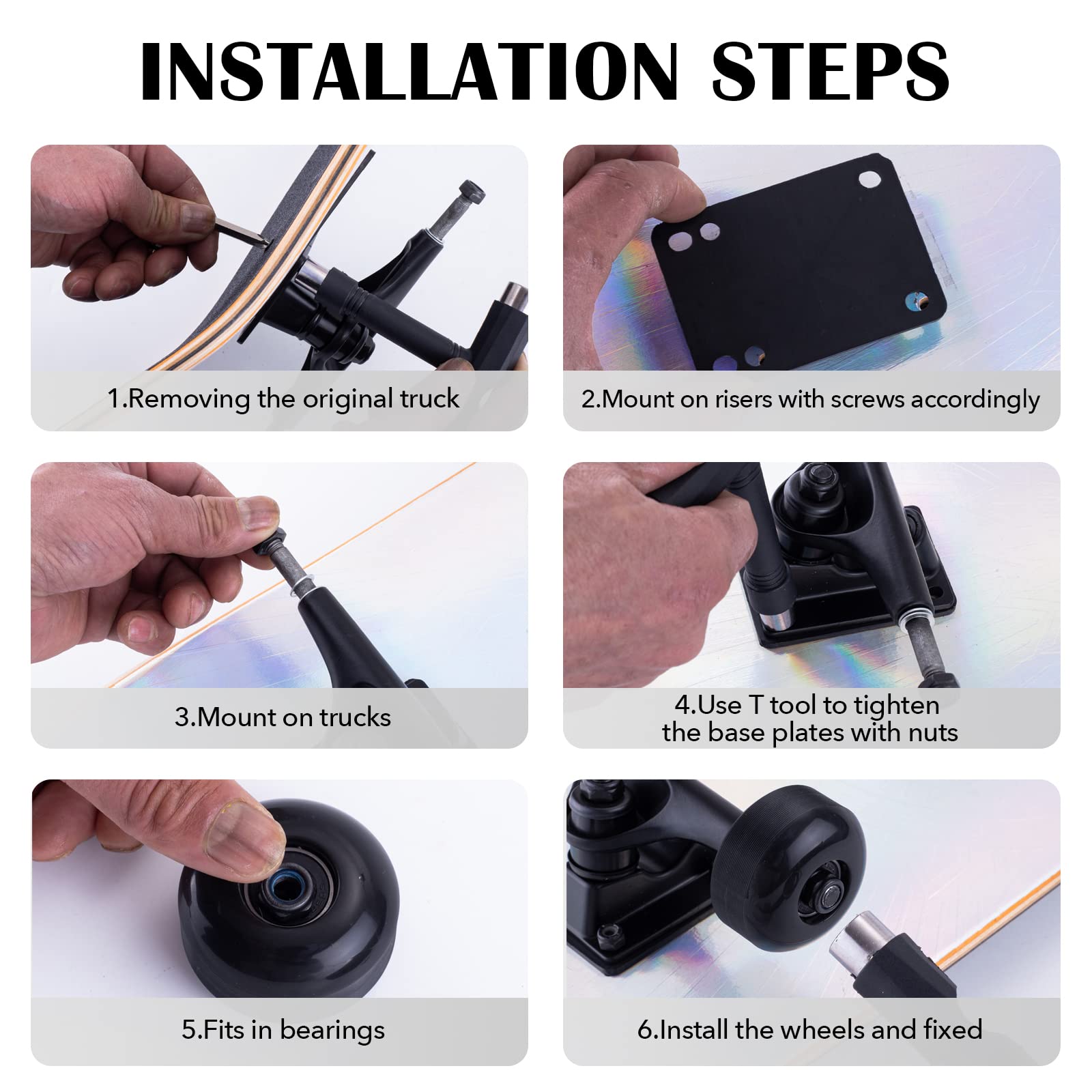Premium Skateboard Tools & Wheels Set - Complete Skate Maintenance Kit for Smooth Rides - Perfect for Street Skating, Park Tricks & Longboard Cruising