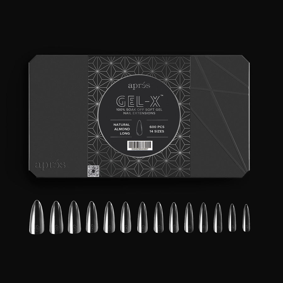 Apres Gel X Tips 2.0 - Natural Almond Long Fake Nails (600 Pcs) - DIY Nail Extension Kit for Salon Quality Manicure at Home