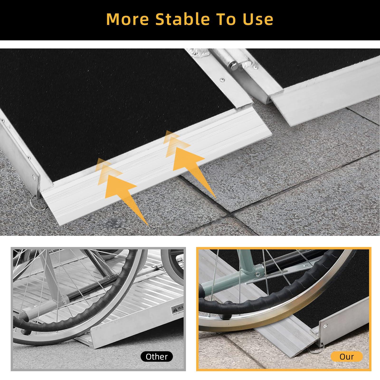 GARVEE 2FT Portable Aluminum Wheelchair Ramp - Lightweight Non-Slip Threshold Ramp for Home, Cars, Curbs & Stairs | ADA Compliant Mobility Access Solution for Wheelchairs, Scooters & Walkers | Perfect for Indoor/Outdoor Use & Travel