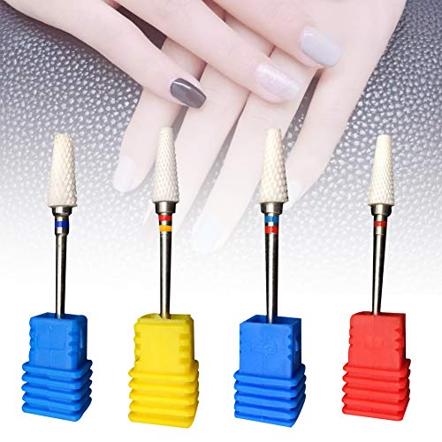Ceramic Nail Drill Bit - Flat End Electric Rotary File for Manicure & Pedicure | Professional Nail Art Tool for Salon & Home Use (Red)