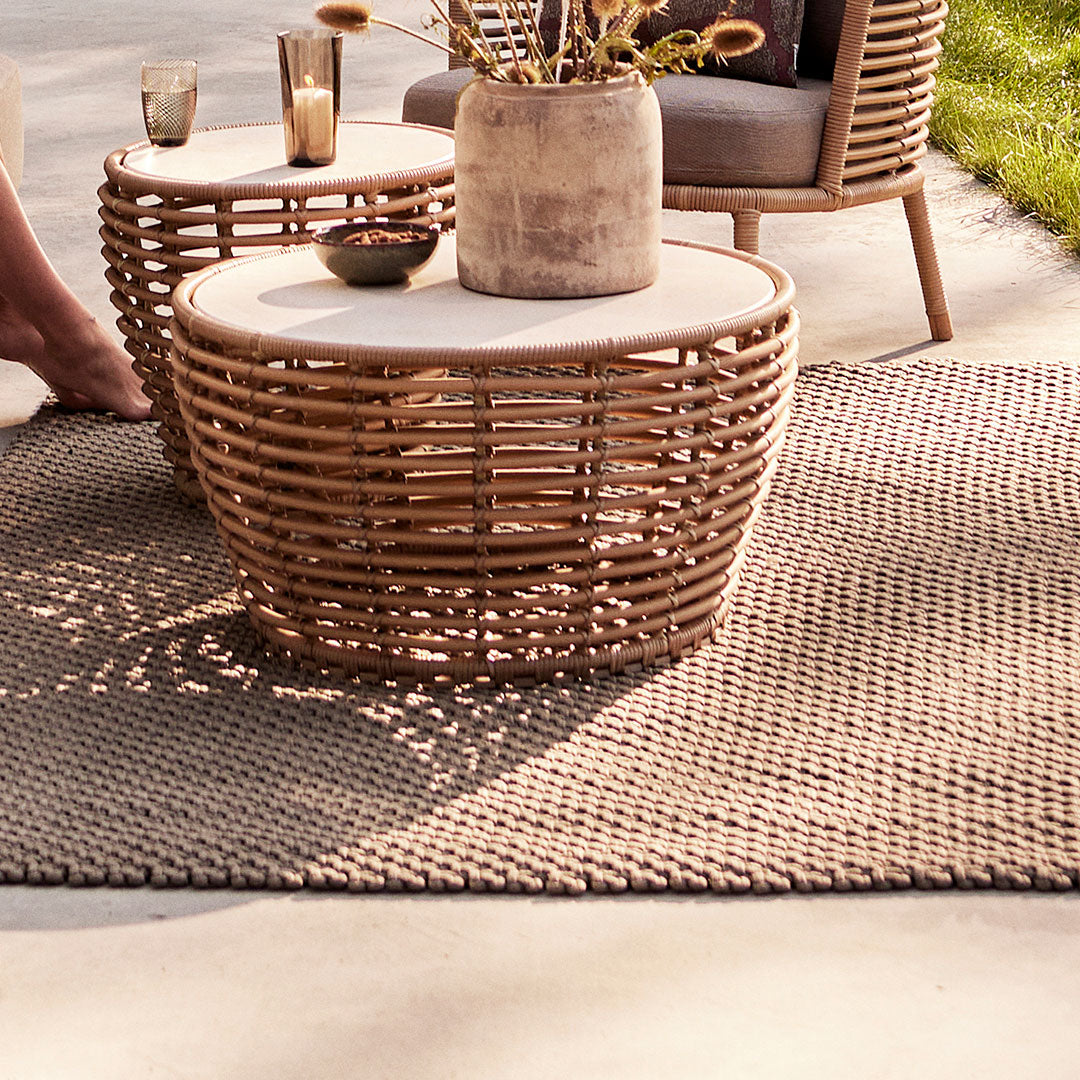 Outdoor Wicker Coffee Table - Medium Size Rattan Patio Furniture for Garden, Porch, and Poolside Relaxation