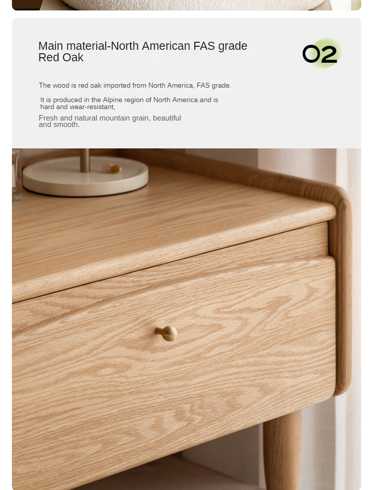 Solid Oak Wood Small Dressing Table with Mirror - Compact Vanity Desk for Bedroom, Makeup & Beauty Station - Perfect for Small Spaces & Apartment Living