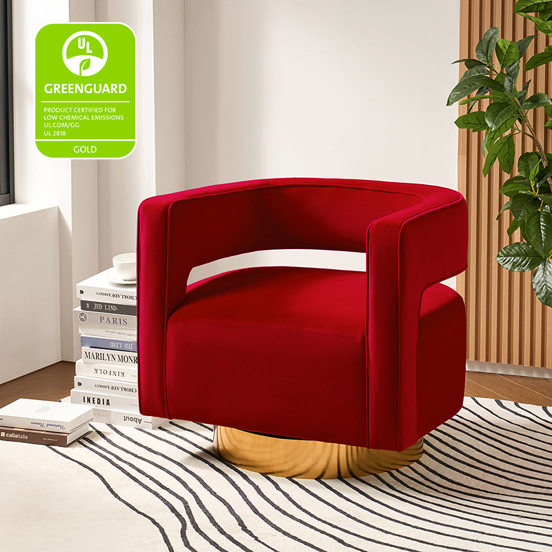 Agata Velvet Swivel Barrel Armchair - Modern Velvet Accent Chair with 360° Rotation for Living Room, Bedroom & Office