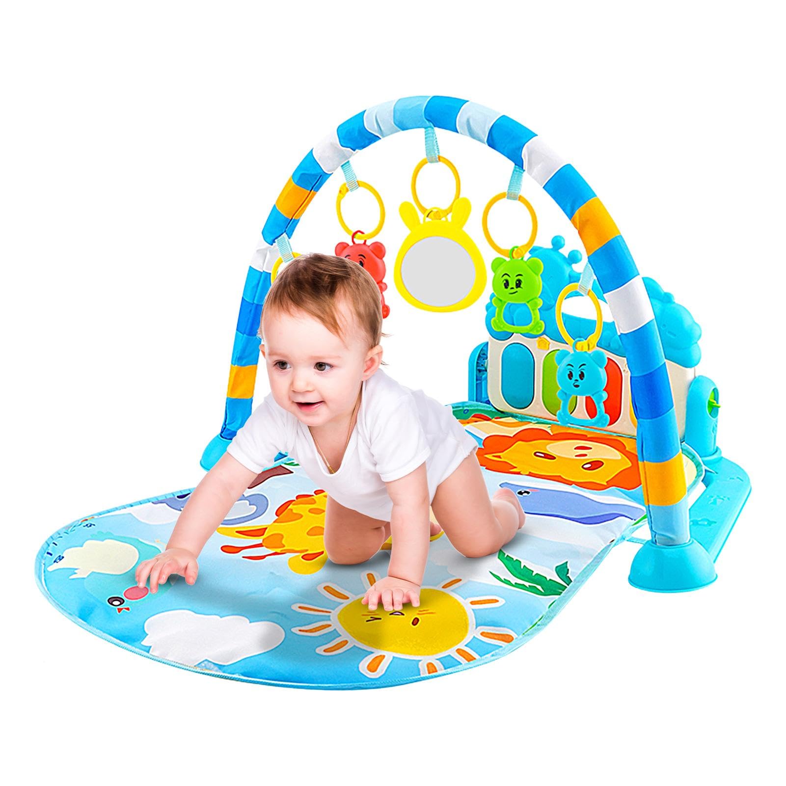 Fovolat Baby Play Mat with Music & Lights - Interactive Toddler Activity Gym with 5 Sensory Toys & Piano for Boys & Girls Ages 3-12 Months - Perfect for Tummy Time, Crawling & Early Learning Play