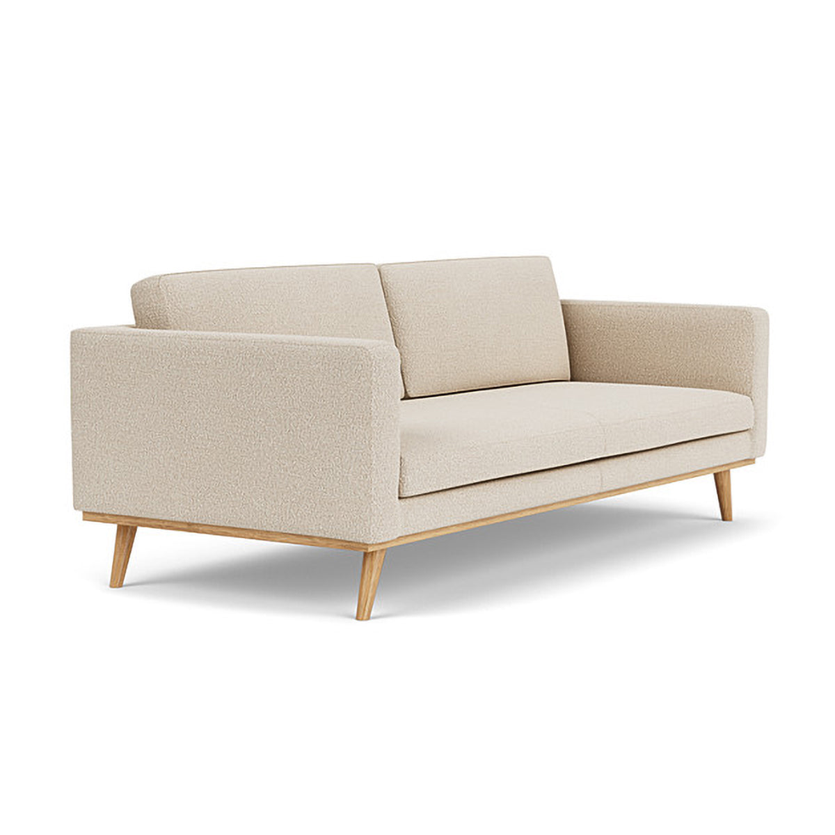 Johan Boucle 3 Seater Sofa - Modern Upholstered Fabric Couch for Living Room, Lounge & Apartment - Comfortable Mid-Century Style Sectional Sofa with Soft Boucle Fabric