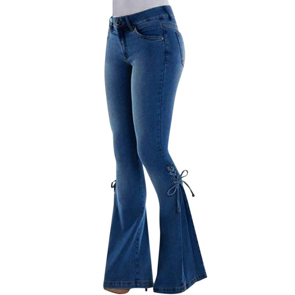 Vintage 70s Bell Bottom Jeans for Women - Lace Up Flare Jeans, Mid Rise Wide Leg Pants, Plus Size XS-4XL | Retro Hippie Style, Casual Outfit, Festival Fashion, Boho Chic Look