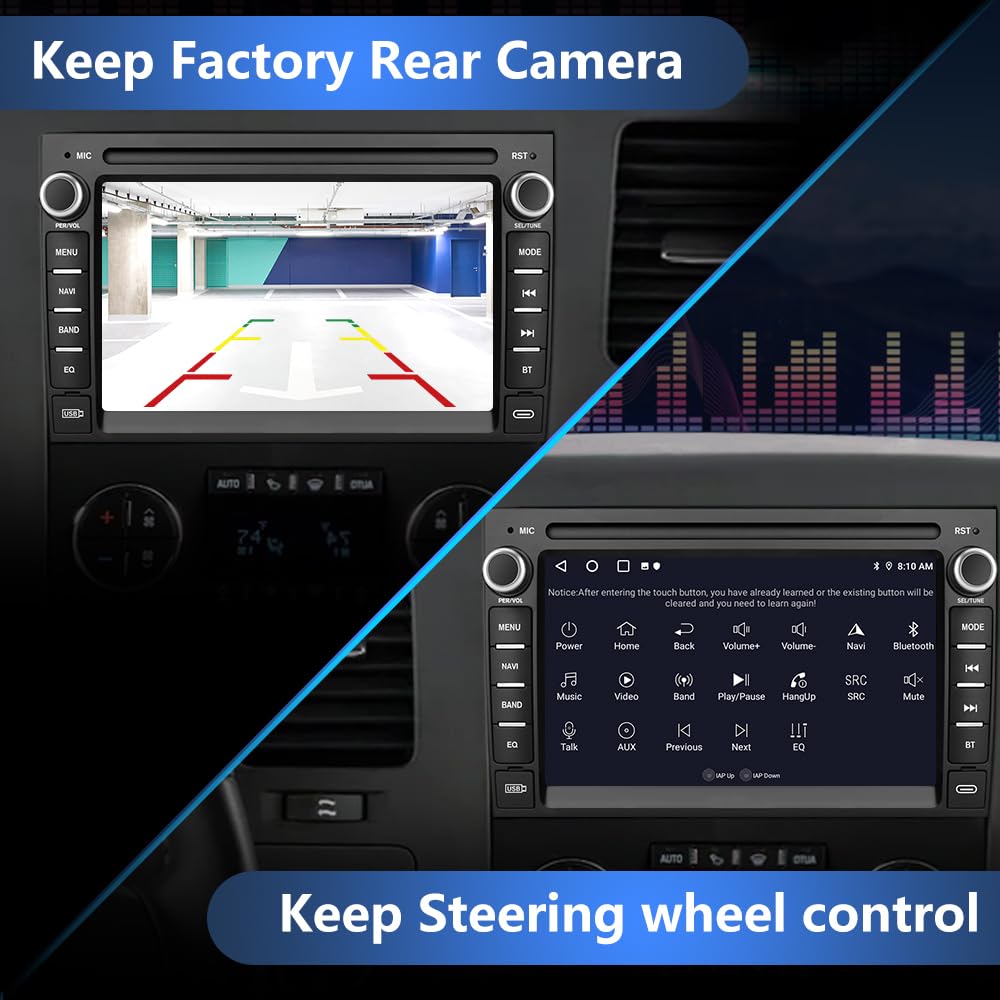 7 Inch Android 13 Car Stereo with GPS [2GB RAM+64GB ROM] - Wireless Apple CarPlay & Android Auto, Touch Screen Radio for GMC Sierra/Yukon, Chevrolet/Buick/Silverado - Perfect for Road Trips & Daily Commutes with Rear Camera Support
