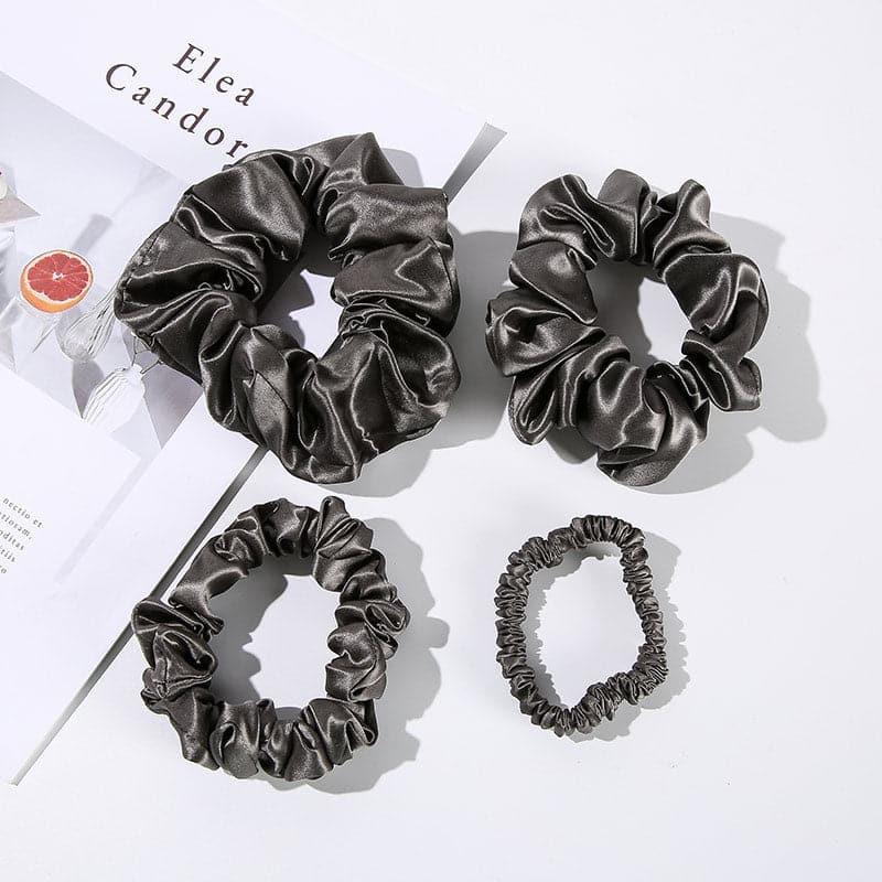 22 Momme Premium Silk Hair Scrunchies Set of 4 - Soft & Gentle Hair Ties for Women & Girls - Perfect for Sleeping, Workouts, and Everyday Styling