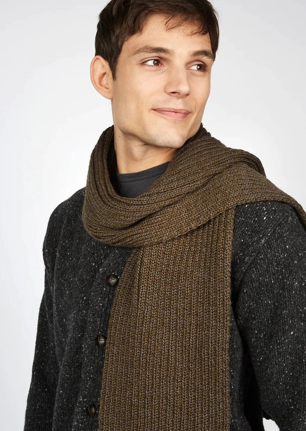 Ireland's Eye Ribbed Merino Wool Scarf - Soft Winter Warm Forest Marl Knit Wrap for Women & Men | Cozy Outdoor Hiking, Travel & Cold Weather Accessory