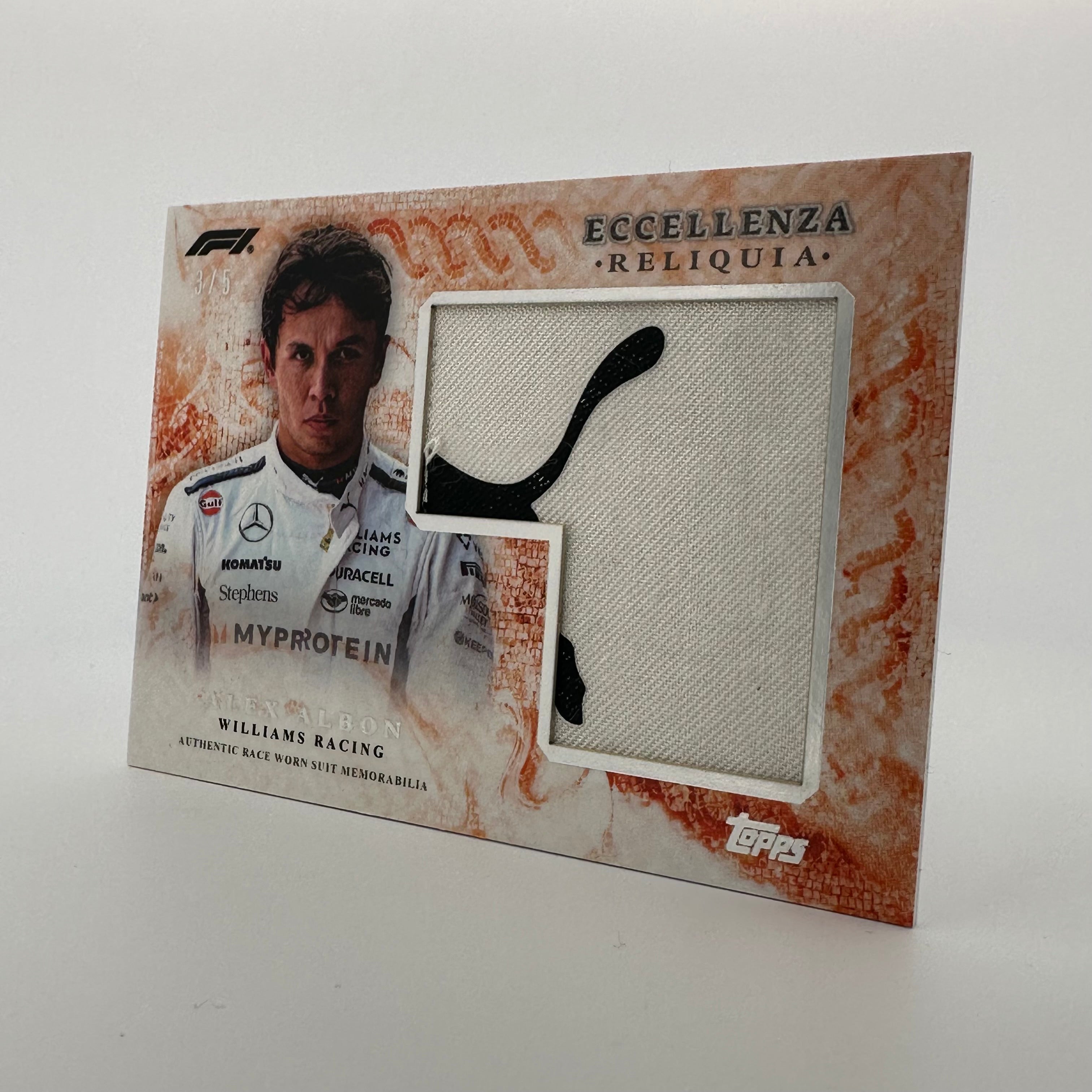 2024 Topps Eccellenza F1 Alex Albon Reliqua Orange Racing Card - Perfect for F1 Collectors, Trading, and Display