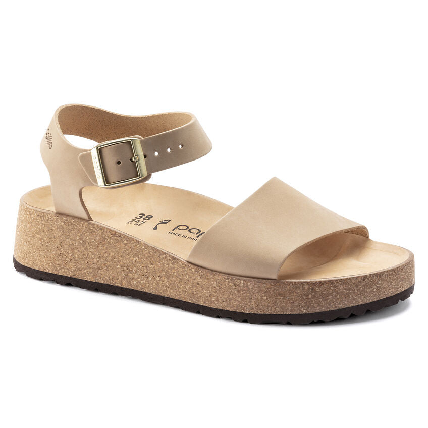 Birkenstock Glenda Women's Sandals - Soft Nubuck Leather in Sandcastle Color | Comfortable Footbed for Walking, Travel & Casual Wear
