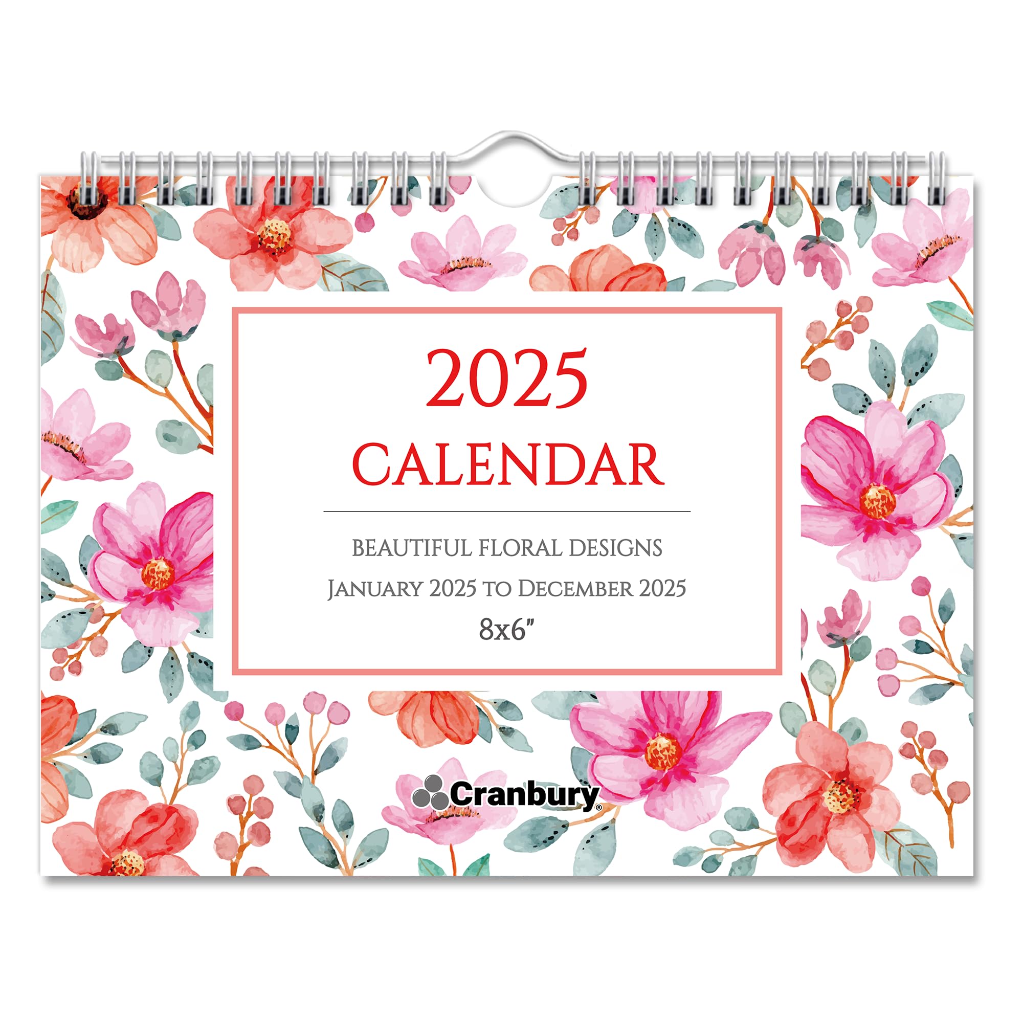 2025 Floral Wall Calendar 8x6 Inch - Mini Monthly Hanging Planner with Beautiful Flower Designs, Includes Stickers - Perfect for Home Office, Kitchen Fridge, Bulletin Board & Desktop Organization