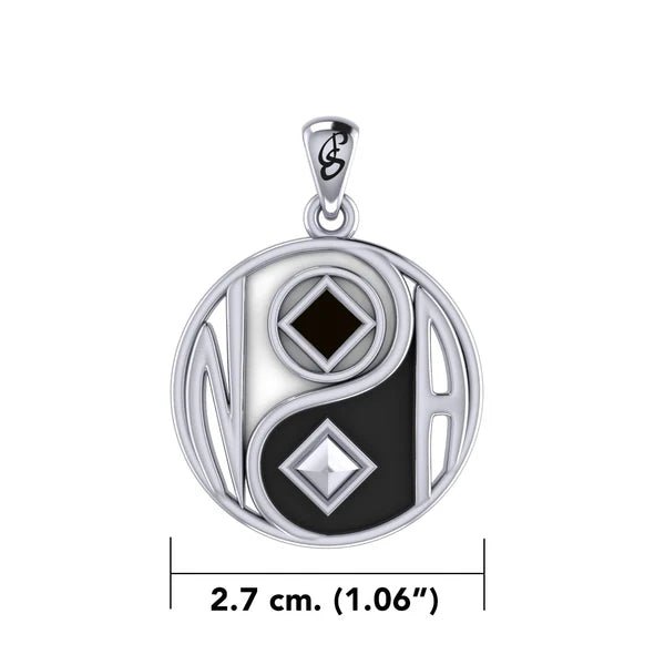 AA NA Recovery Pendant - Sterling Silver Yin Yang Necklace for Addiction Sobriety & Spiritual Balance | Perfect for 12-Step Meetings & Daily Wear