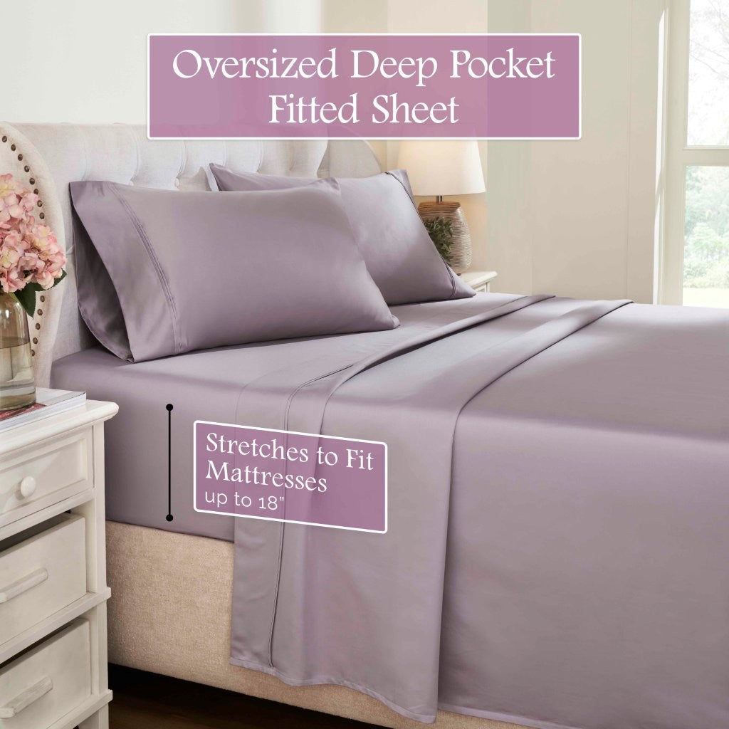 Luxury 1200 Thread Count Egyptian Cotton Deep Pocket Bed Sheet Set - Queen Size, Soft & Breathable for Ultimate Comfort - Perfect for Master Bedroom, Guest Room & Hotel Use