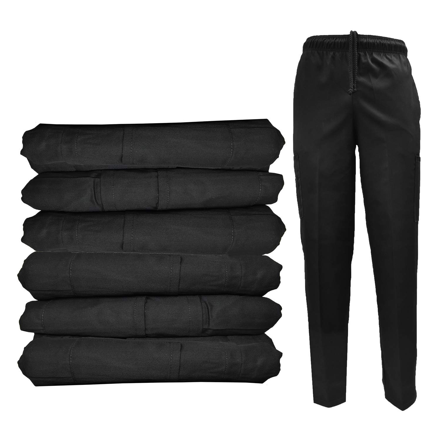 Premium 6-Pocket Black Chef Pants - Natural Uniforms Classic Style (Multi-Pack Options) - Ideal for Professional Kitchens & Culinary Schools