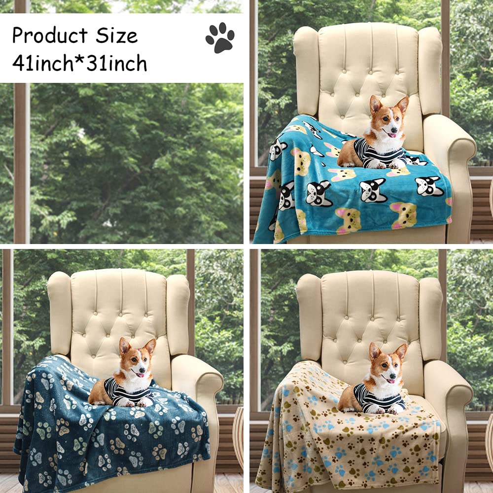 1 Pack 3 Premium Soft Fluffy Fleece Dog Blankets for Large & Medium Dogs - 41x31 Inch Cozy Pet Blanket for Puppy, Cat & Small Animals - Perfect for Couch, Bed & Travel Use