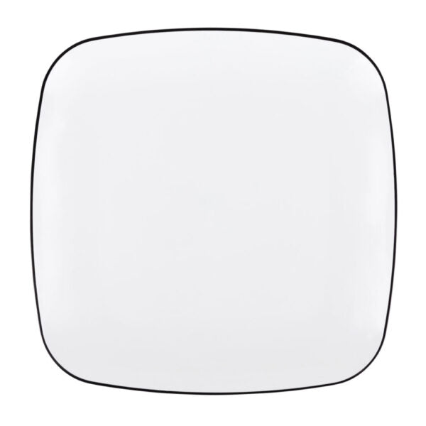 32-Piece Black & White Leaf Square Plastic Dinnerware Set - BPA-Free Eco-Friendly Dinner Plates, Bowls & Utensils (16 Servings) - Perfect for Outdoor Picnics, Party Events and Home Decor