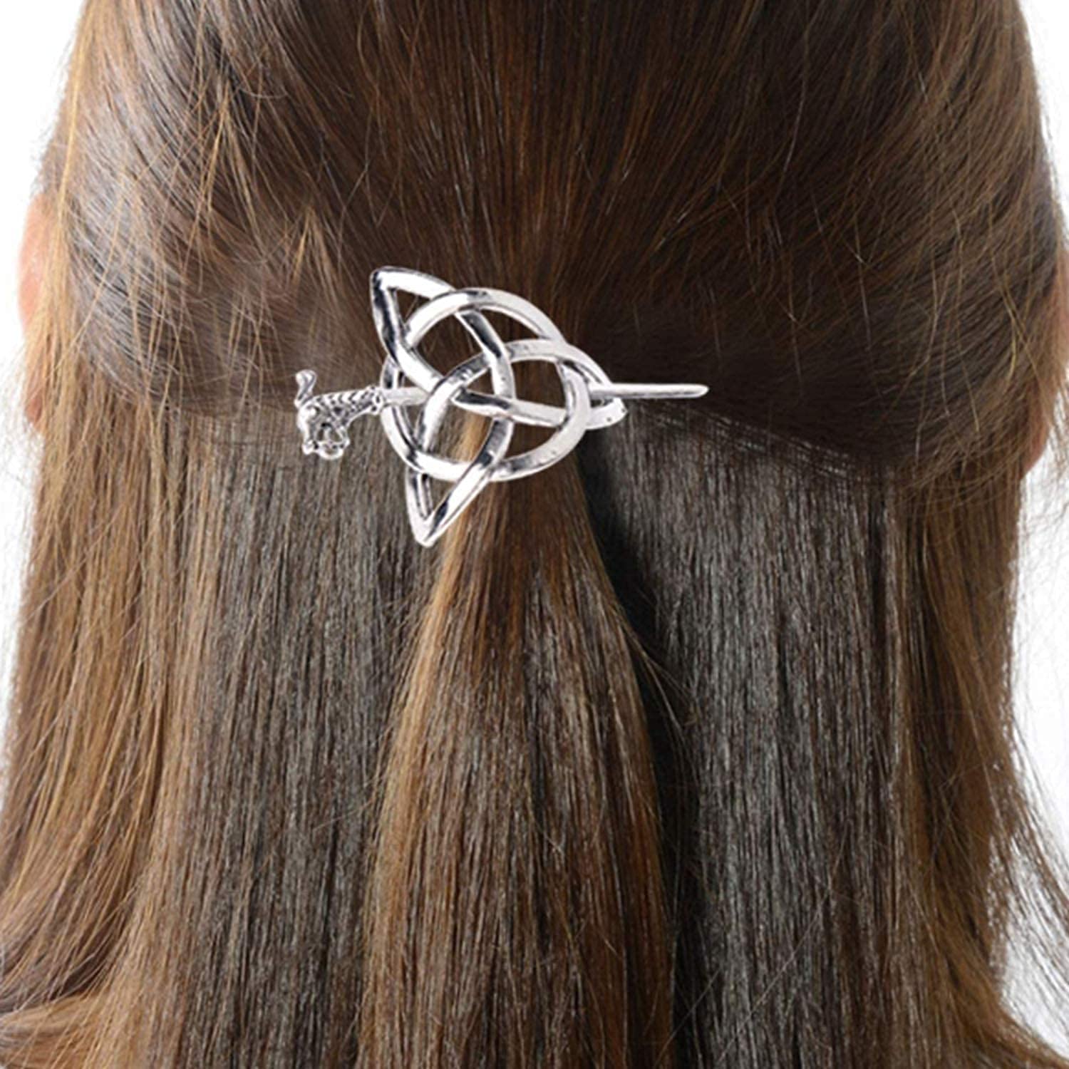 Viking Celtic Hair Clip - YAIYEFU Retro Silver Hair Sticks with Celtic Knots Design, Metal Hairpins for Women & Girls with Long Hair | Perfect for Weddings, Cosplay and Medieval Themed Events