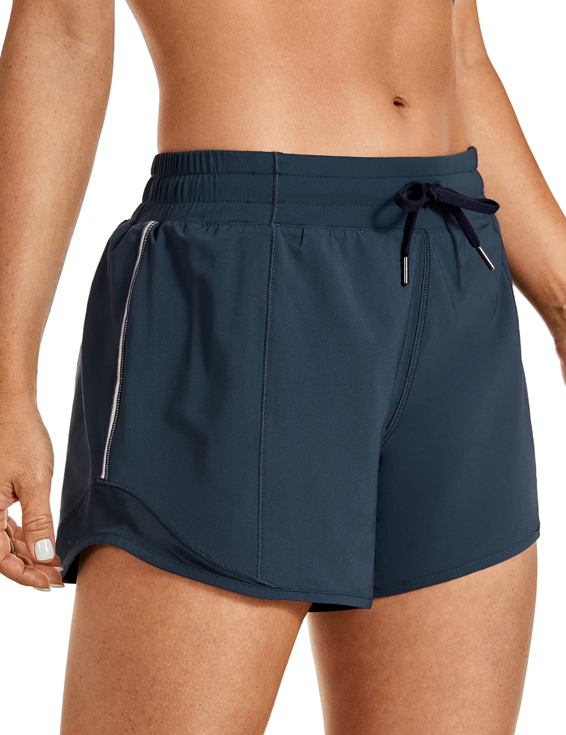 CRZ YOGA Women's High Waisted Workout Shorts with Mesh Liner - 4