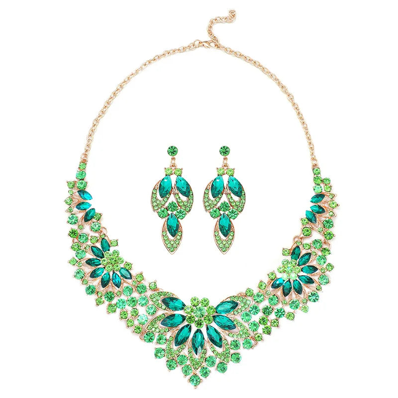 Vintage Leaf and Flower Necklace Set - 2 Piece Luxury Jewelry for Women, Wedding Accessories, Bridal Party Gifts, Anniversary & Special Occasion Jewelry