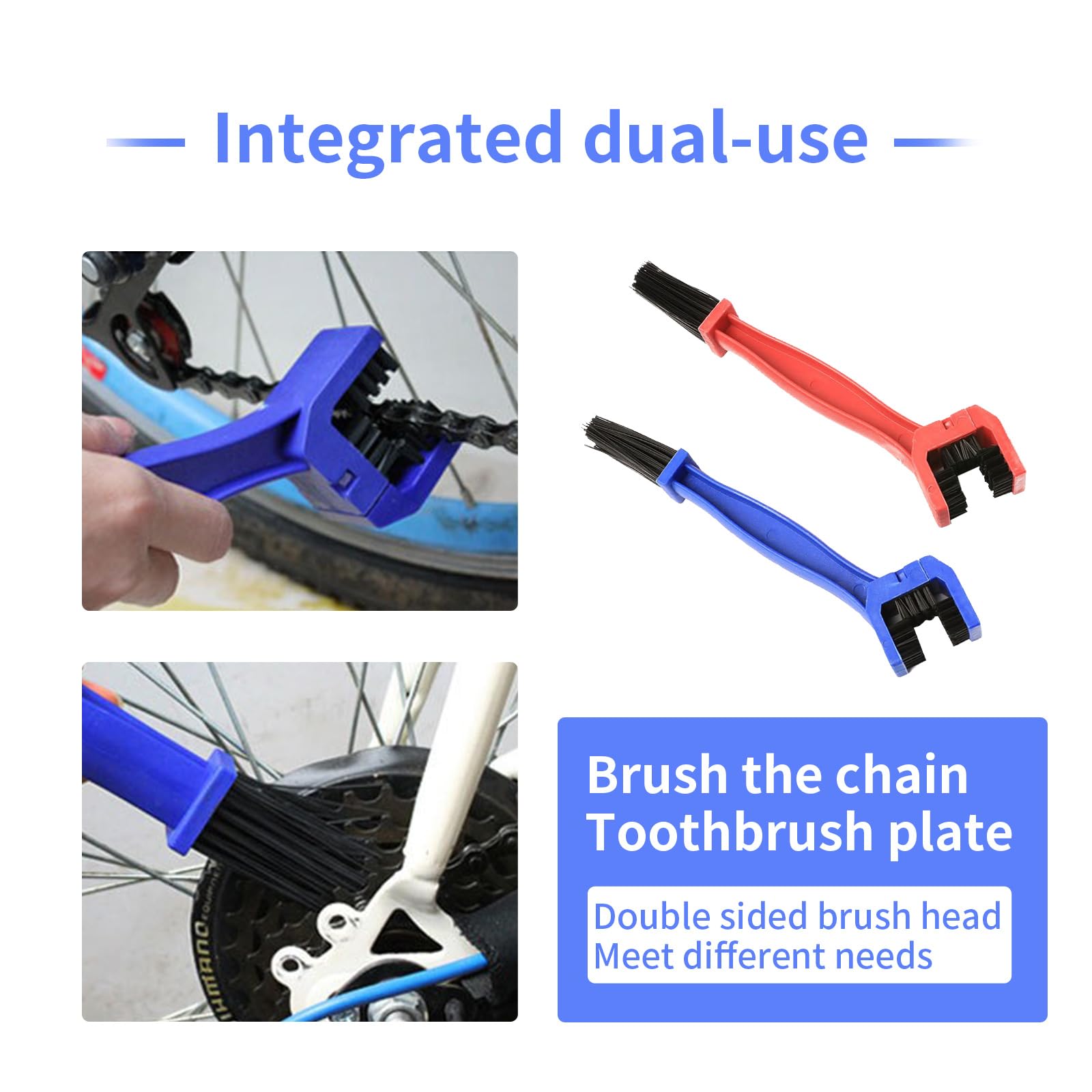 2-Pack Bike & Motorcycle Chain Cleaning Kit - Chain Washer & Brush Set for Mountain Bikes, Dirt Bikes & Road Bikes - Blue & Red Motorcycle Accessories for Easy Chain Maintenance & Deep Cleaning