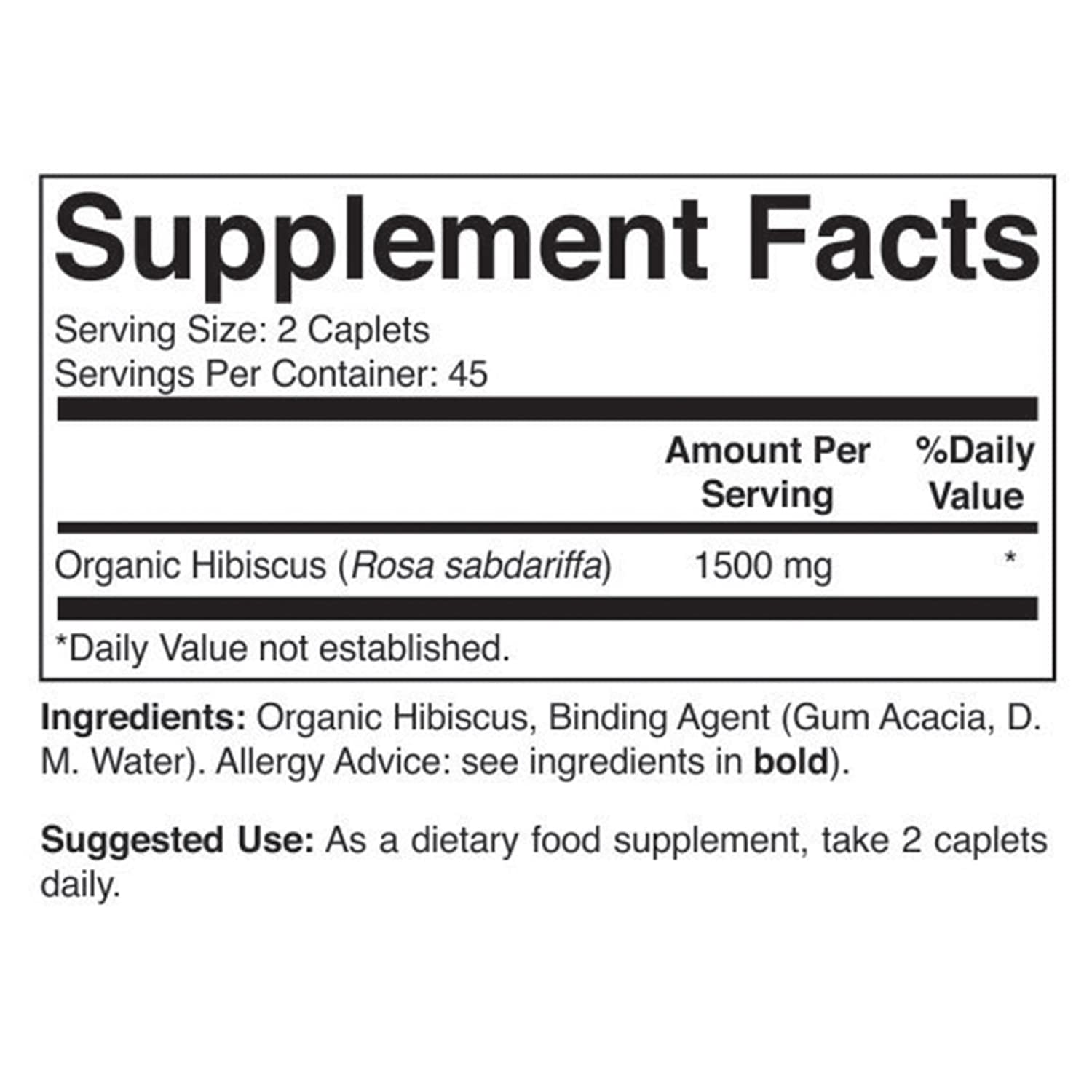 Brieofood Organic Hibiscus 1500mg Supplement - 90 Vegetarian Tablets (45 Servings) | Gluten-Free, Vegan-Friendly | Supports Heart Health & Antioxidant Benefits for Daily Wellness