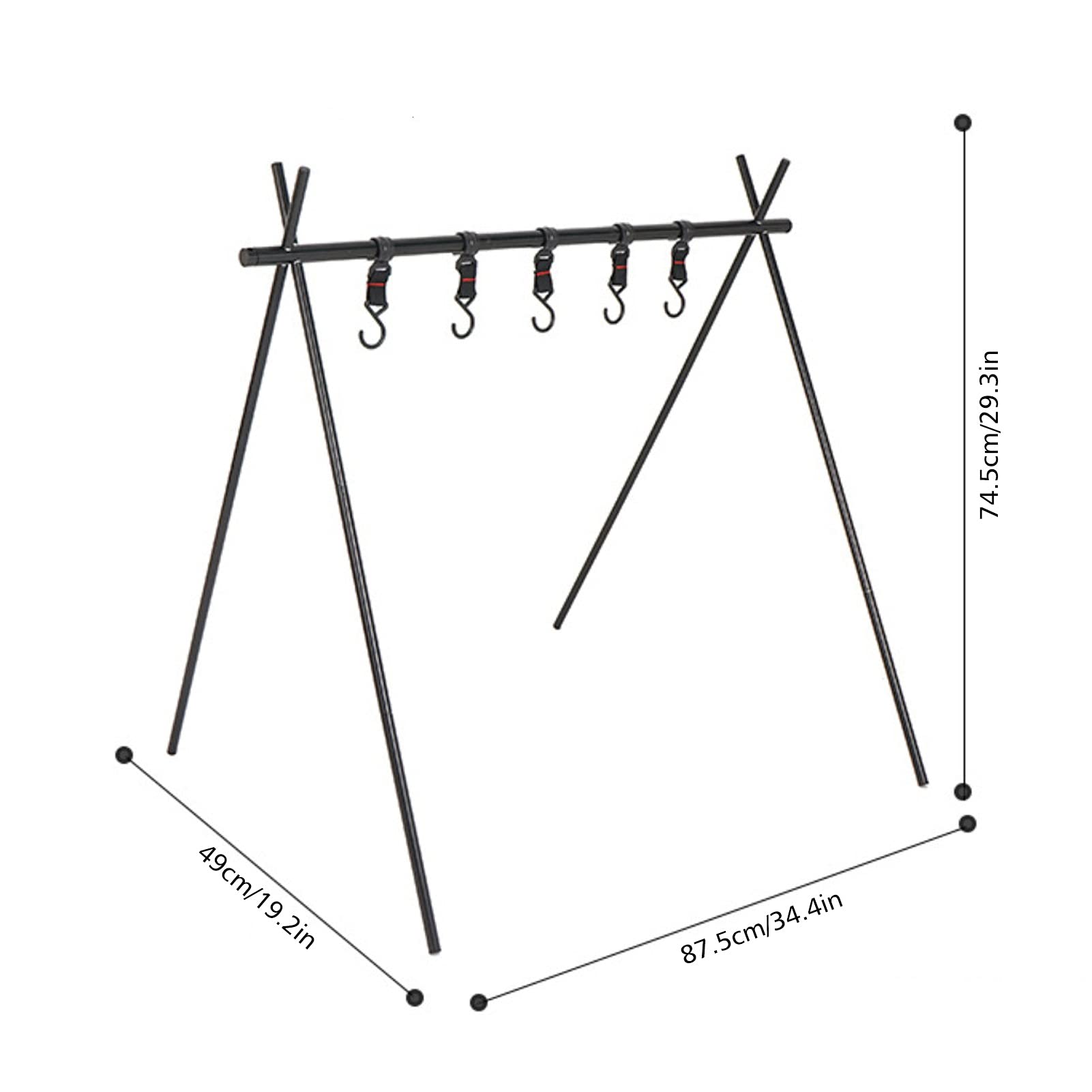 **Foldable Camping Cookware Hanging Rack - Portable Triangle Storage Shelf with Hooks for Outdoor Cooking Gear | Perfect for Backpacking, Hiking & Camping Trips (Medium Size)**