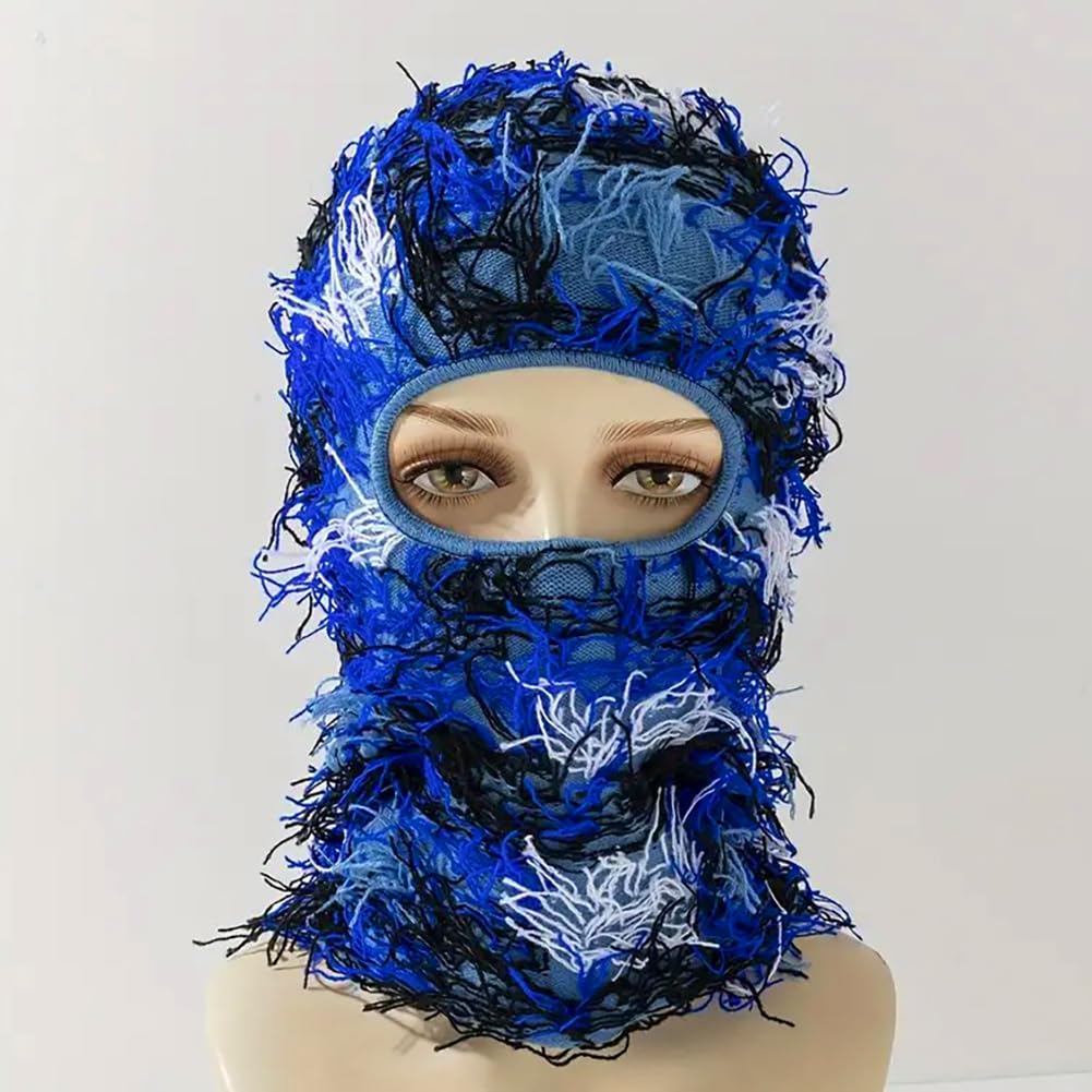 Distressed Knitted Balaclava Ski Mask - Windproof Full Face Cover for Men & Women - Winter Beanie Neck Warmer for Skiing, Snowboarding & Outdoor Activities