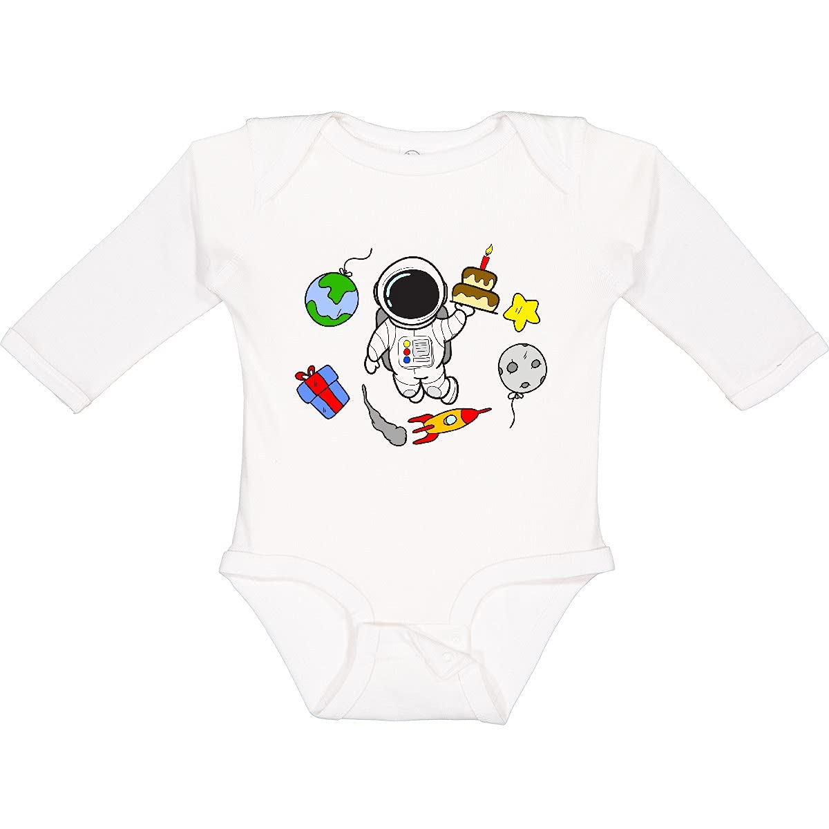 Inktastic Astronaut Birthday Long Sleeve Creeper - Adorable Space-Themed Baby Bodysuit for Boys & Girls | Perfect for First Birthday, Space Party & Photo Shoots