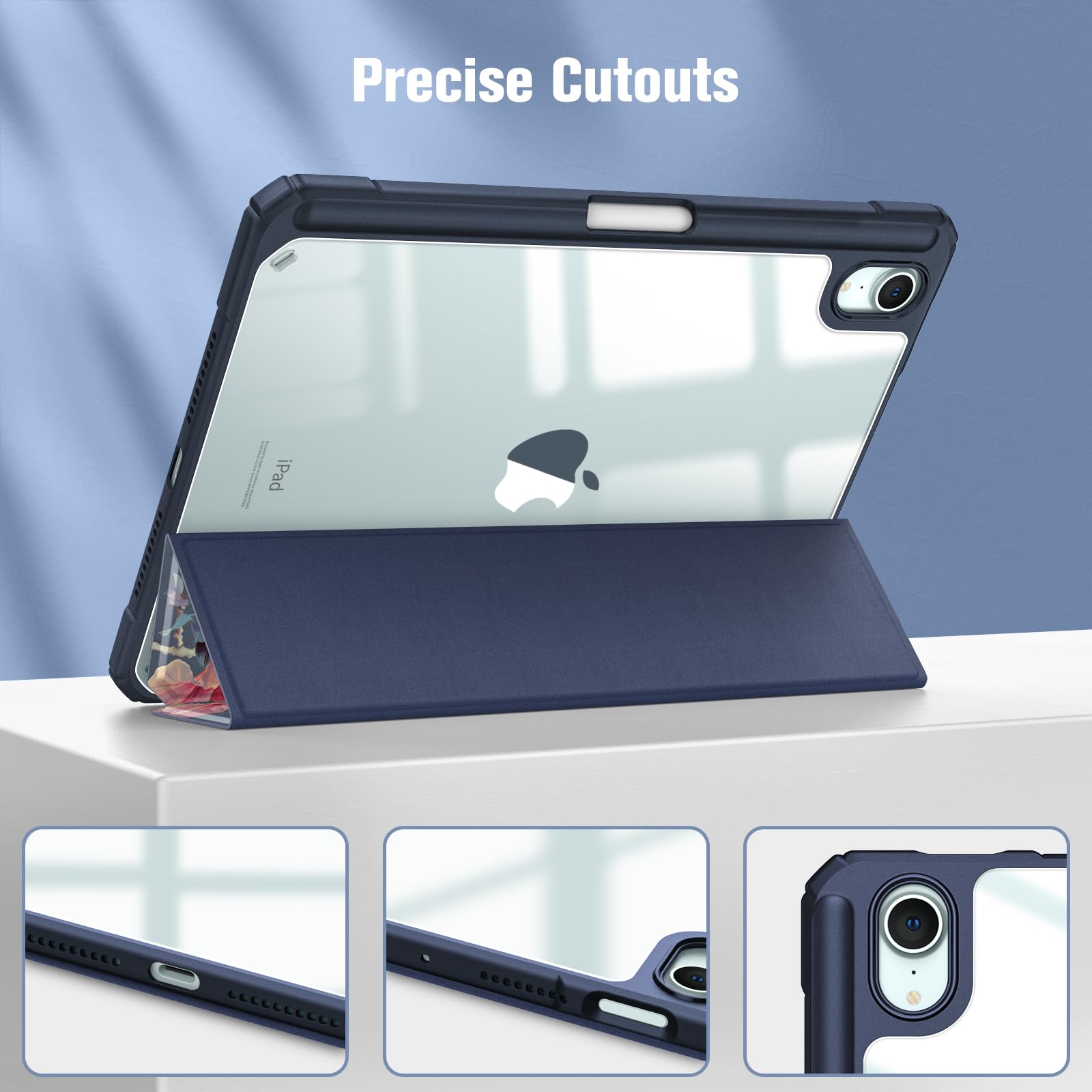 Fintie Hybrid Slim Shockproof Case for iPad Mini 7 (2024, A17 Pro) & iPad Mini 6 (6th Gen) 8.3 Inch - Clear Transparent Back with Built-in Apple Pencil Holder, Hibiscus Design - Perfect for Work, Travel & School Protection