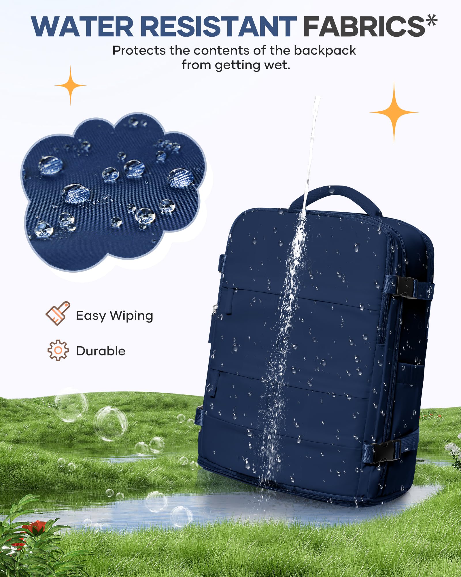 Coofay 40L Travel Backpack for Women - Lightweight Carry On Backpack Airplane Approved, Waterproof Gym Backpack for College, Work & Weekend Trips - Sapphire Blue (Perfect for Business Travel, Hiking & Daily Commute)