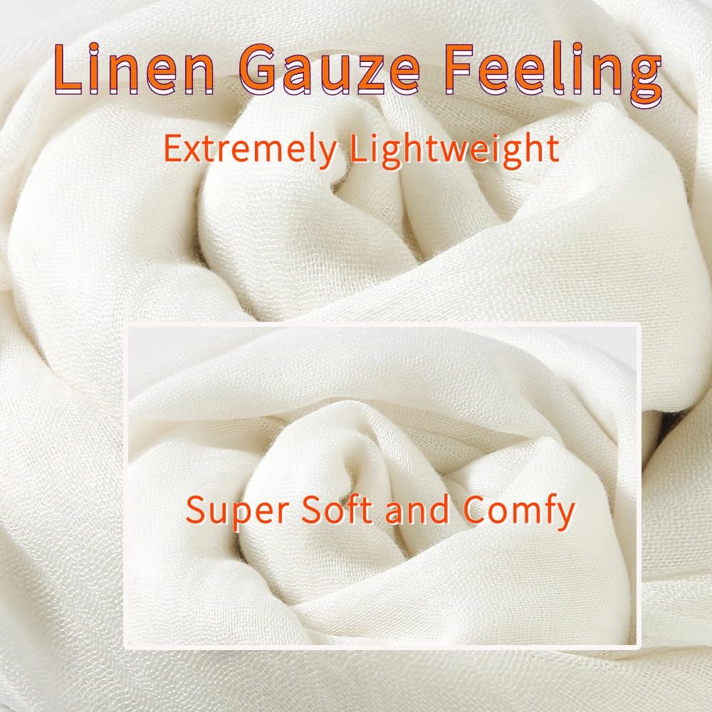 Harewom Lightweight Gauze Linen Shawl Wrap for Women - Soft Summer Beach Scarf, Elegant Evening Shawl for Weddings & Special Occasions | Perfect for Beach Cover-ups, Bridal Accessories & Outdoor Events