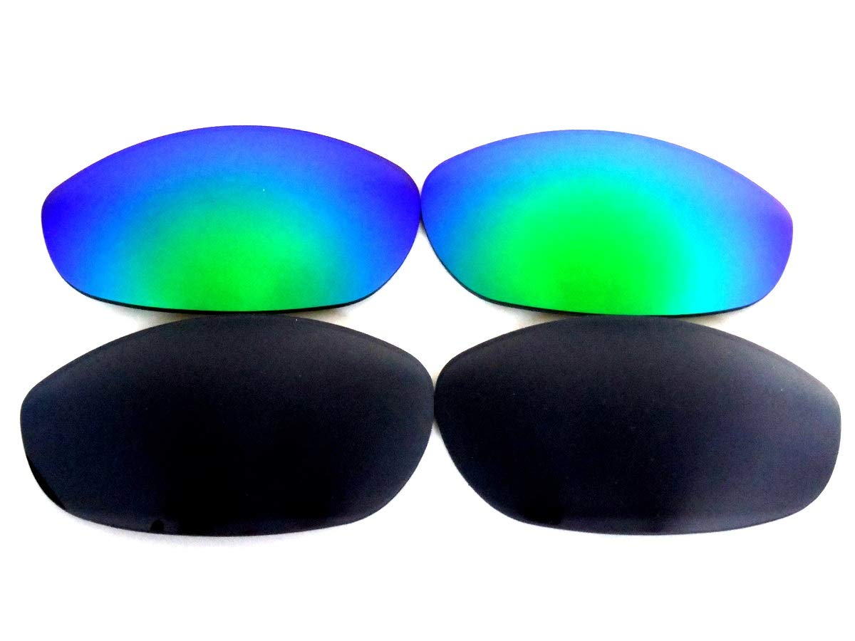 GALAXYLENSE Replacement Lenses for Oakley Monster Dog Sunglasses - 2 Pairs Black & Green Polarized Lenses - UV Protection, Anti-Scratch - Free Shipping - Perfect for Cycling, Running & Outdoor Sports