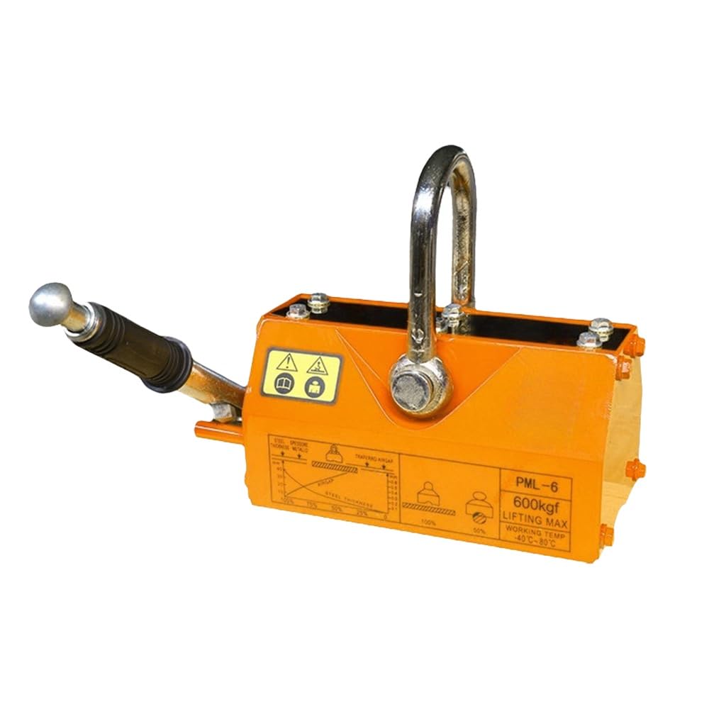 Heavy Duty Magnetic Lifter with Release - 1320 lbs/600kgf Pulling Capacity, 2.5 Safety Factor - Permanent Lifting Magnet for Steel Plates, Blocks & Boards - Ideal for Hoist, Shop Crane & Industrial Lifting Operations