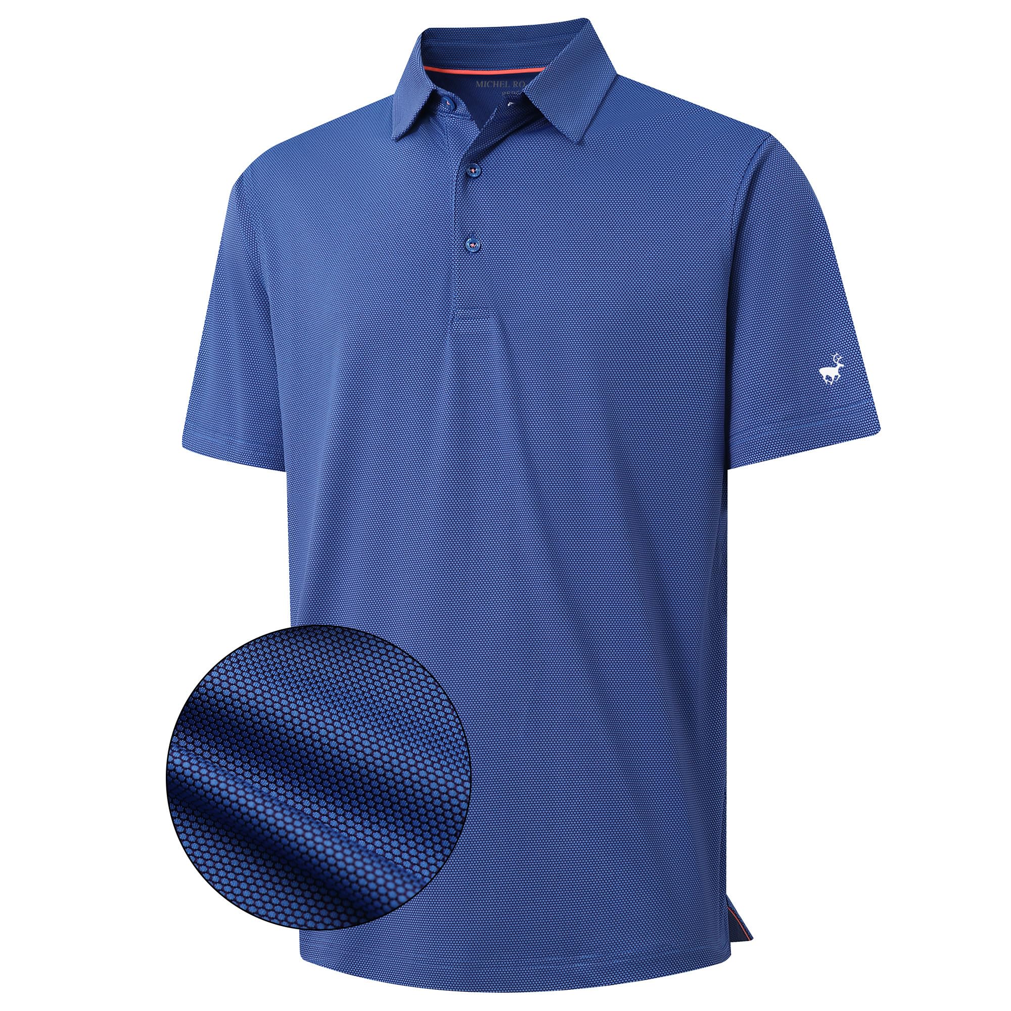 Men's Performance Polo Shirts - Lightweight Dry Fit Short Sleeve Golf Shirt with Jacquard Design | Breathable Casual Collared Shirt for Sports & Outdoor Activities