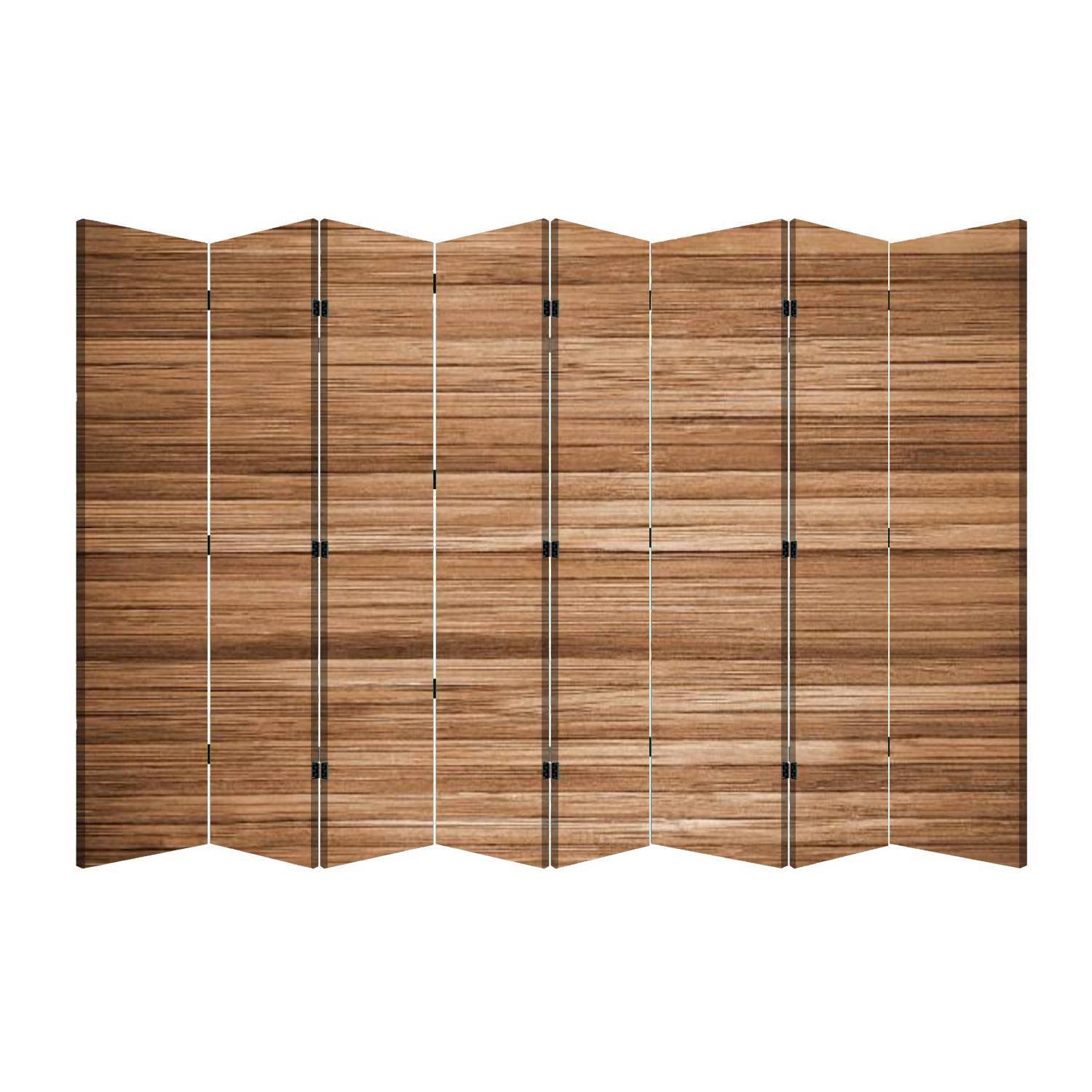 Brown Wooden Folding Room Divider - 8 Panel Portable Freestanding Privacy Screen for Home Office, Bedroom, Living Room & Studio - Perfect for Space Separation, Room Partition and Decoration