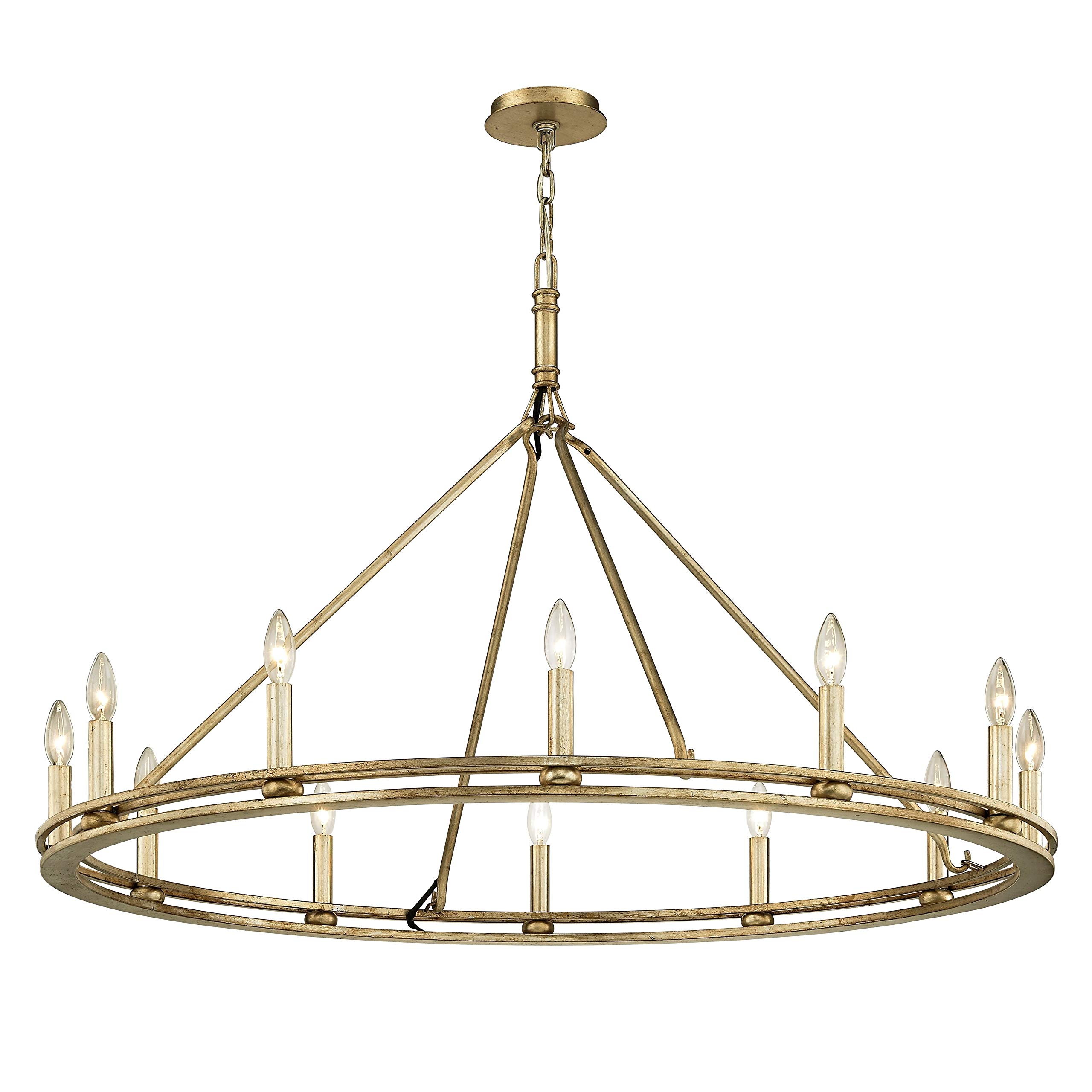 12-Light Champagne Silver Leaf Chandelier - Modern Contemporary Iron Ceiling Light Fixture for Dining Room, Living Room, Bedroom & Foyer Decor