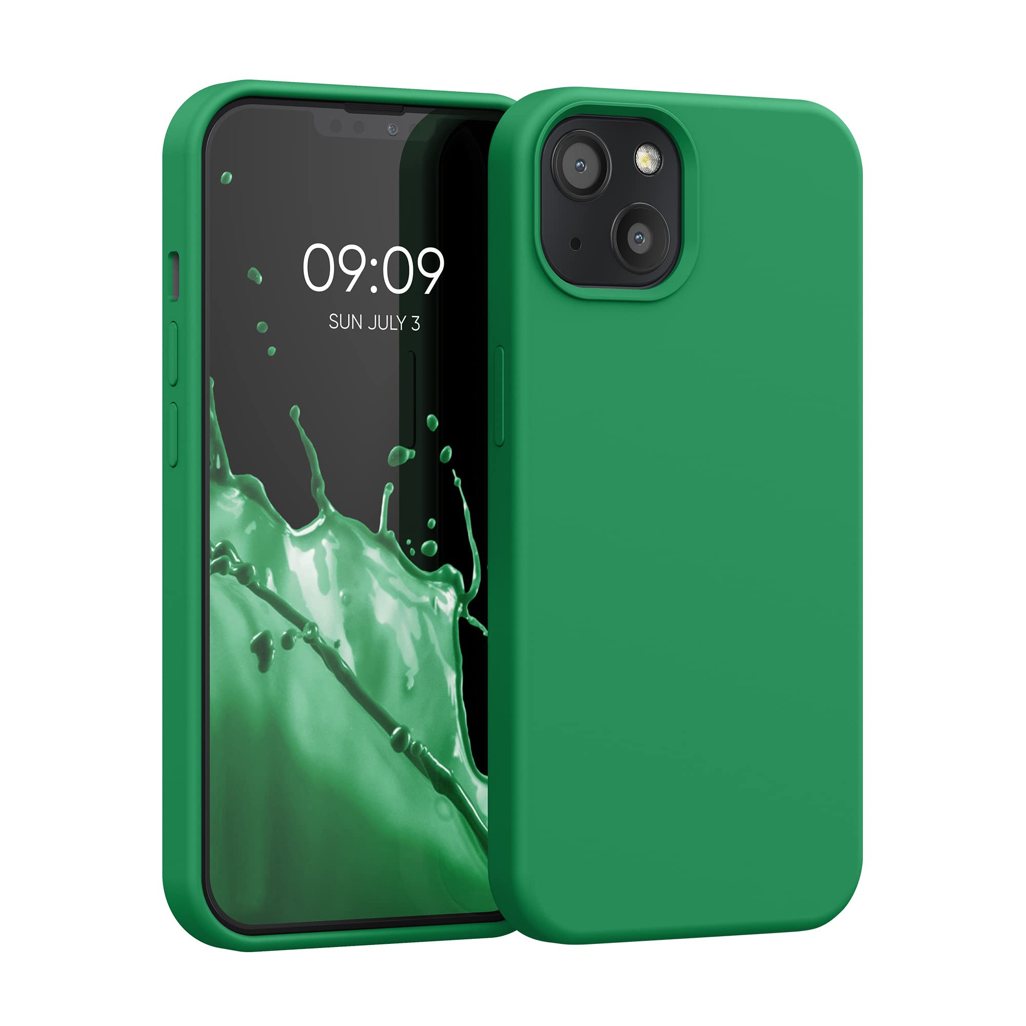 kwmobile Shockproof TPU Silicone Case for Apple iPhone 13 - Soft Matte Finish Protective Phone Cover in Pixie Green - Perfect for Everyday Use, Work & Travel